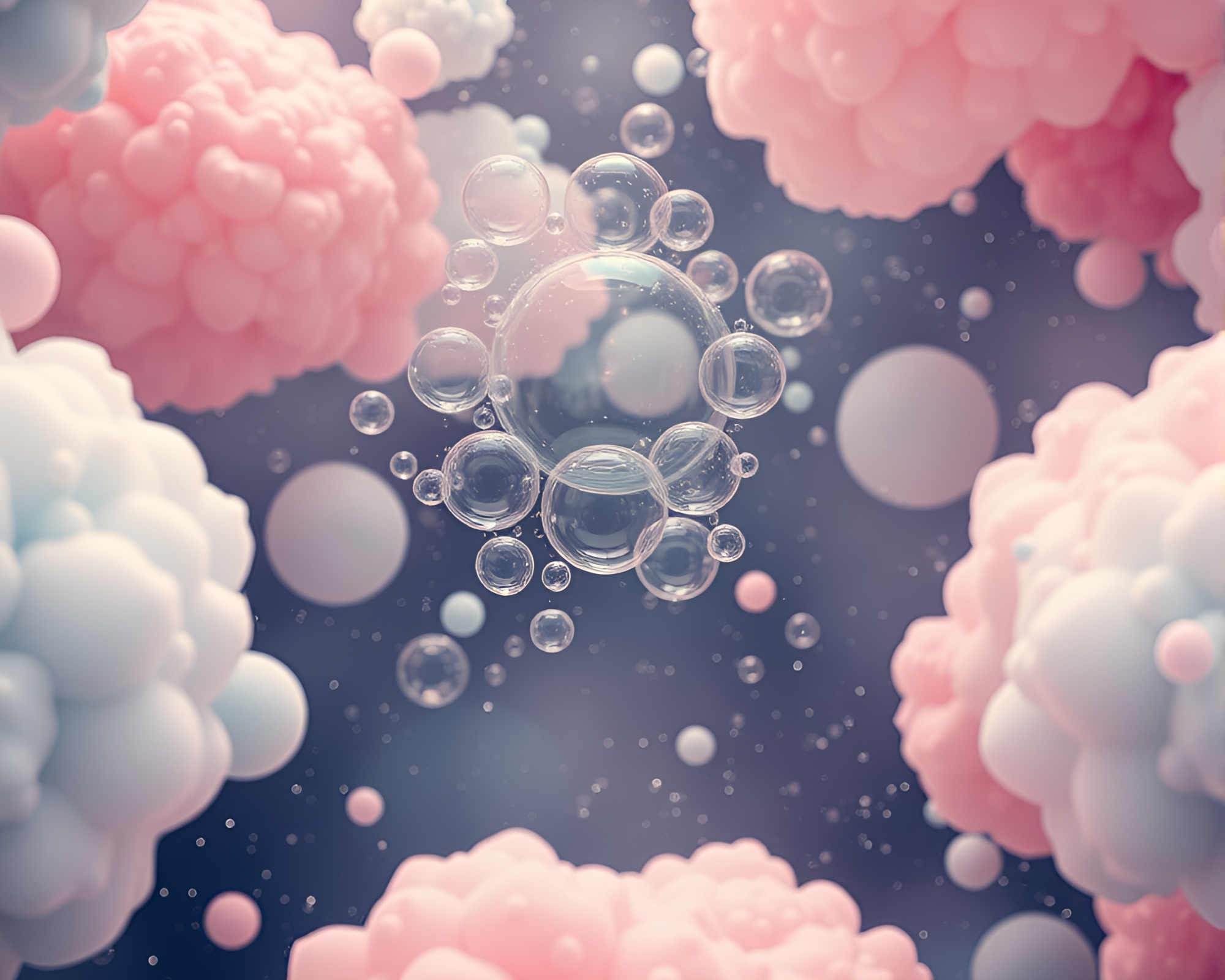 Bubble Clusters in Pastel Space Habitat – free AI stock image