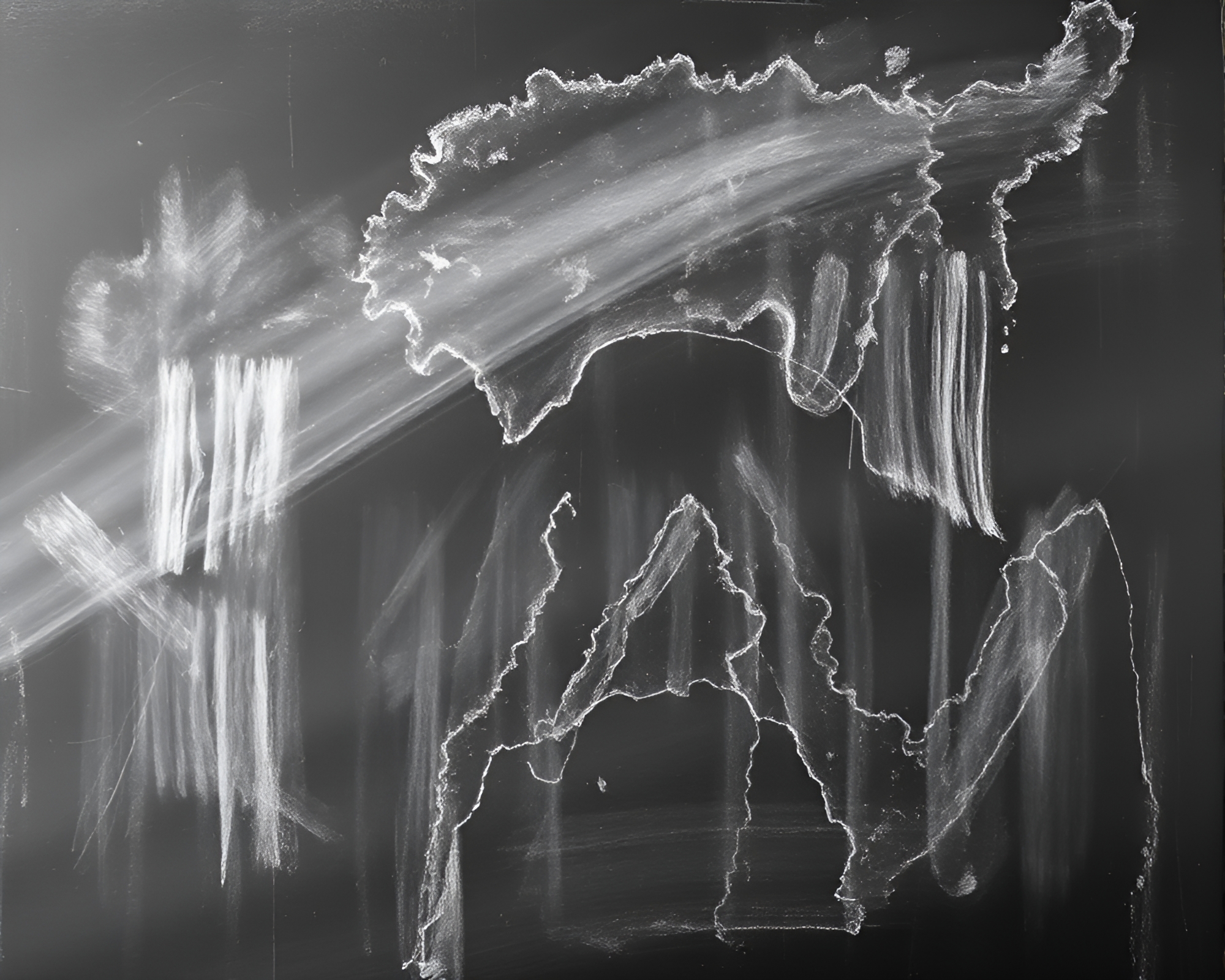 Volcanic Island Chalkboard Abstract Monochrome Composition – free AI stock image