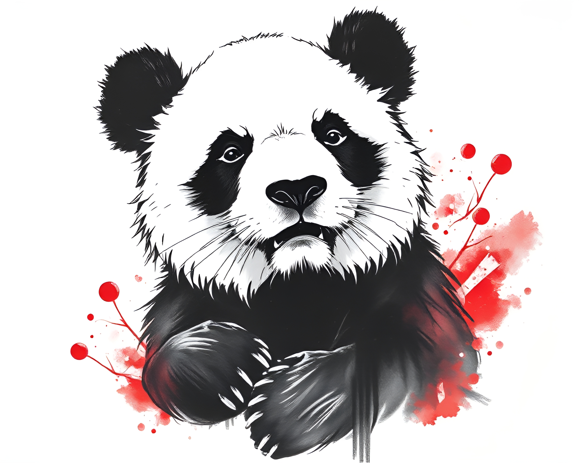 Monochrome Red Panda Tattoo Flash Art – free AI stock image
