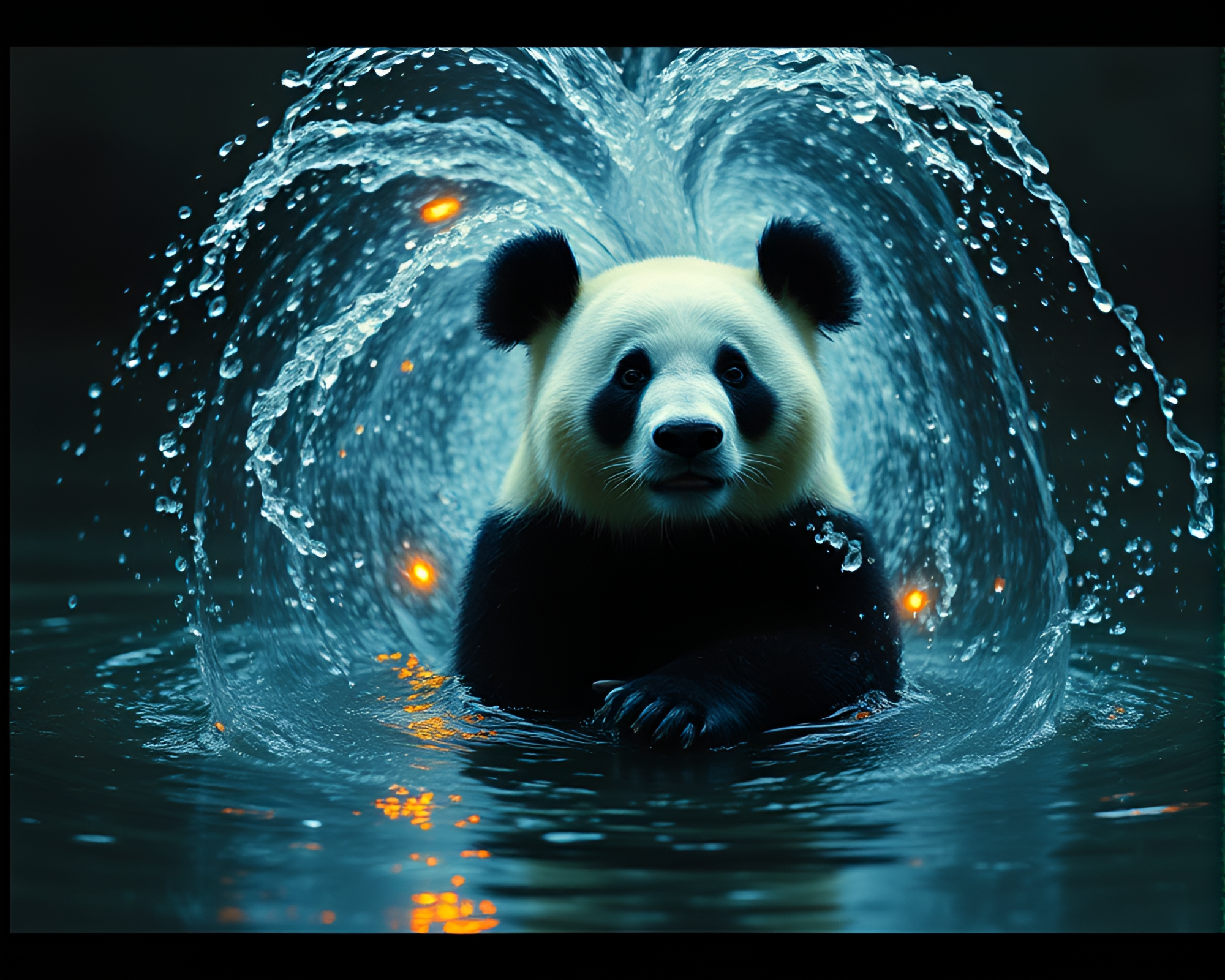 Panda in Whirlpool of Light – free AI stock image