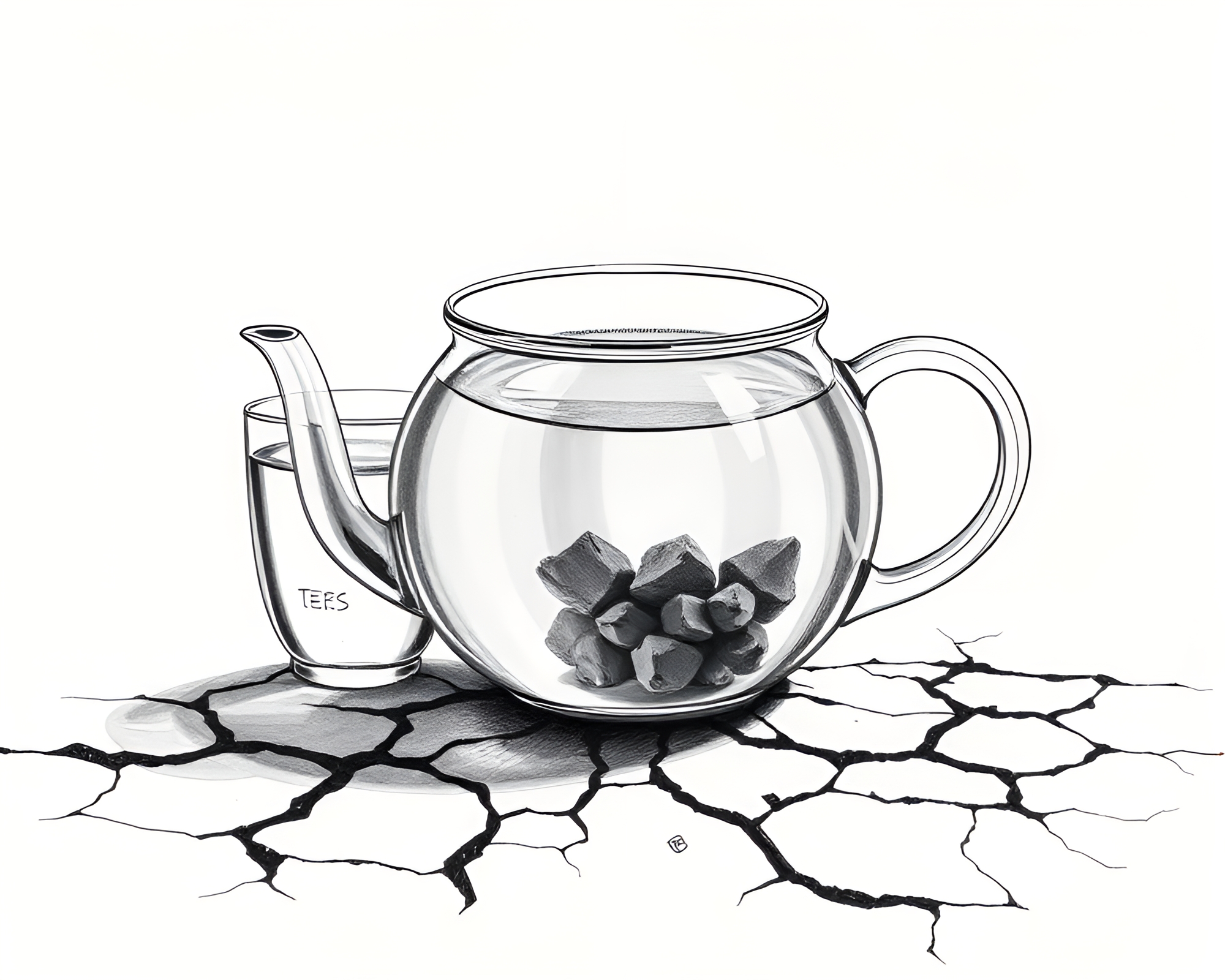 The Serenity of a Cracked Earth Tea Ritual – free AI stock image