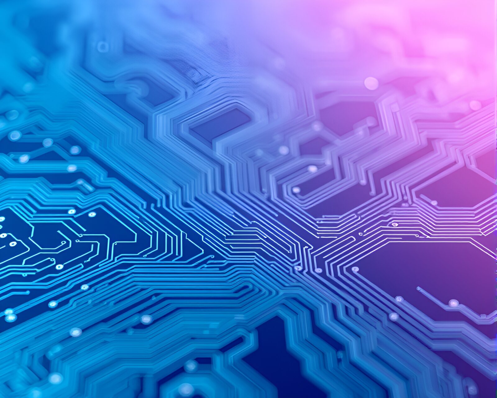 A mesmerizing gradient mesh depicting a futuristic oasis with circuit board traces in arctic blue lighting