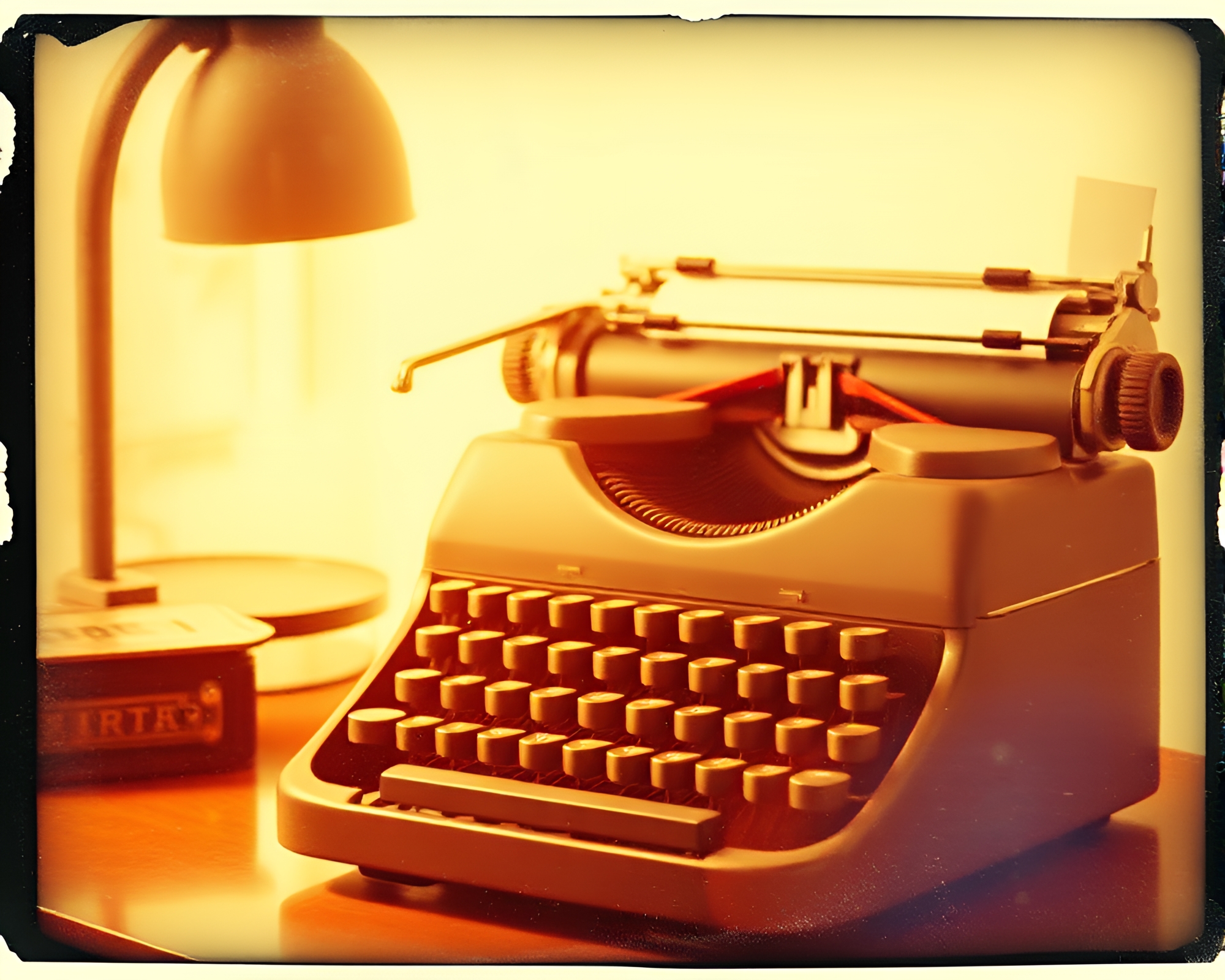 Vintage Typewriter Collage through Glass Distortion – free AI stock image