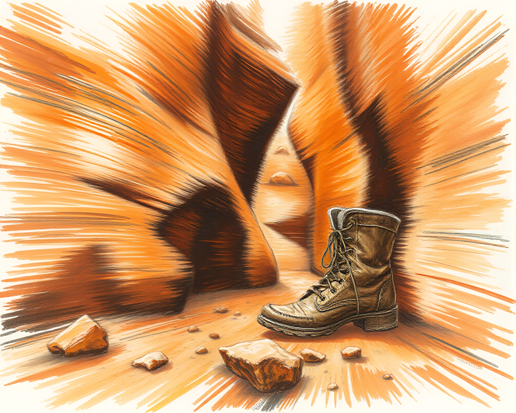 Dynamic Motion Blur with Gravity Boots in Rust Canyon – free AI stock image