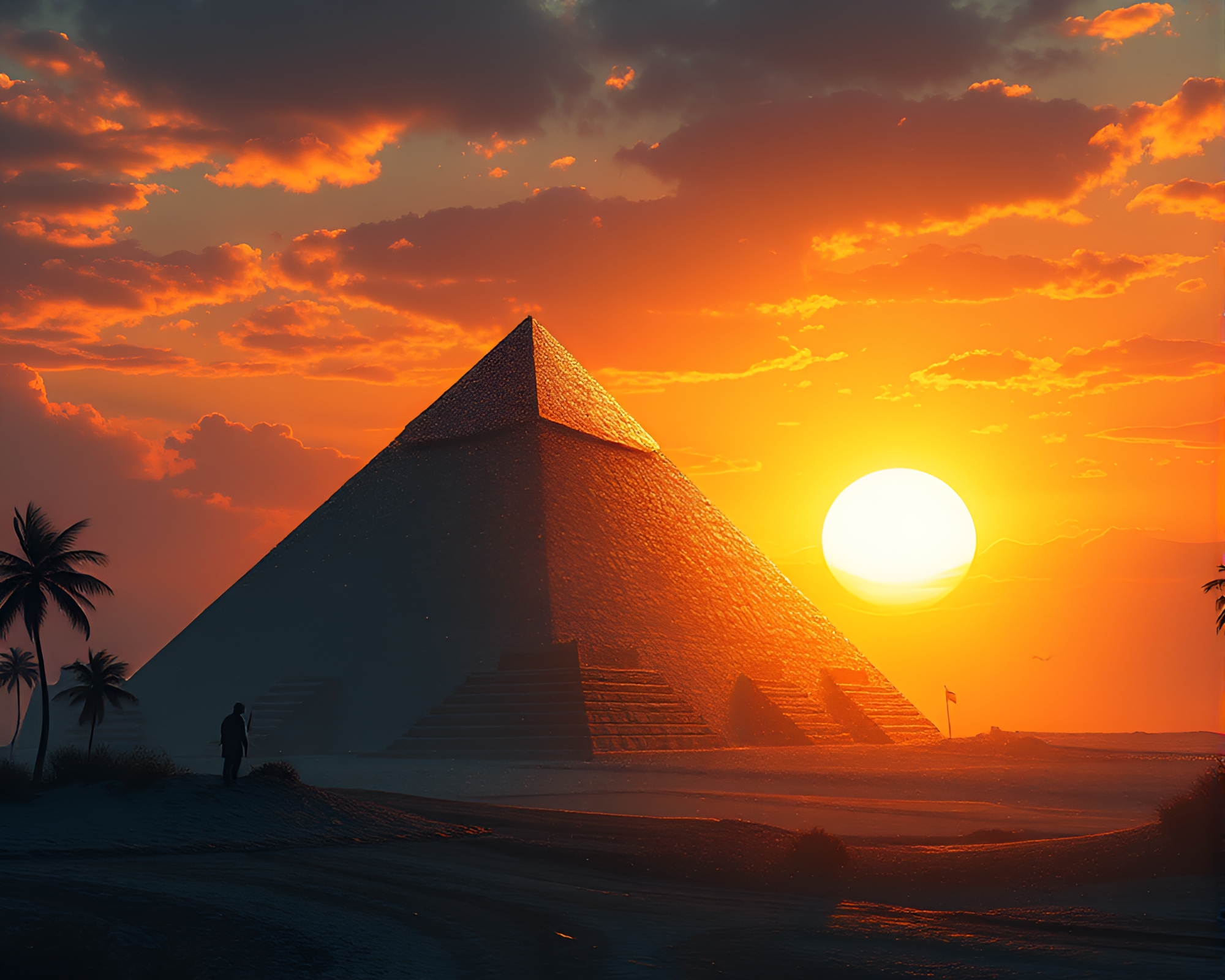 Acrylic Pyramid Gleaming in Sunset’s Spotlight – free AI stock image