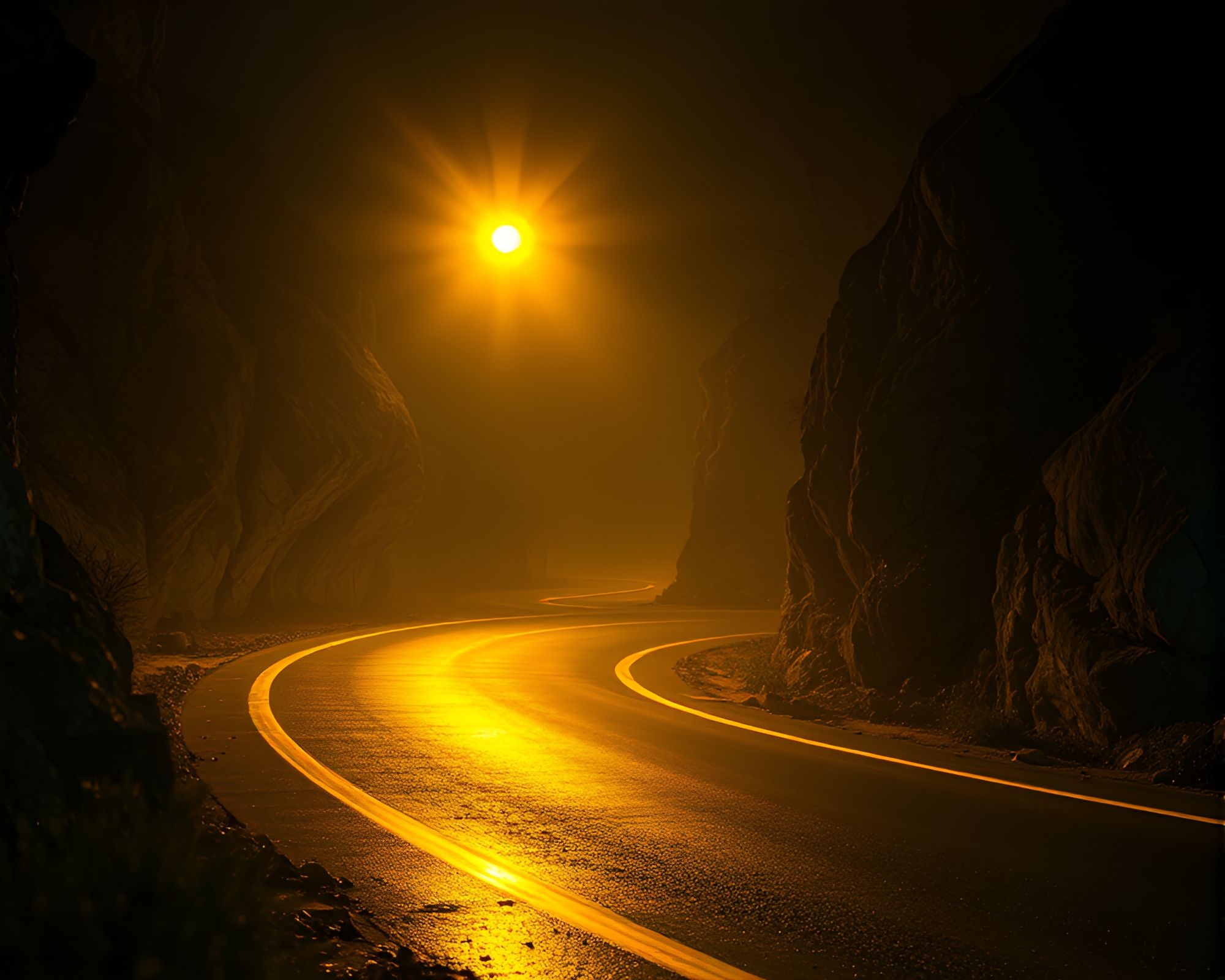 Nostalgic Car Light Trails on Ancient Lemon Scroll – free AI stock image