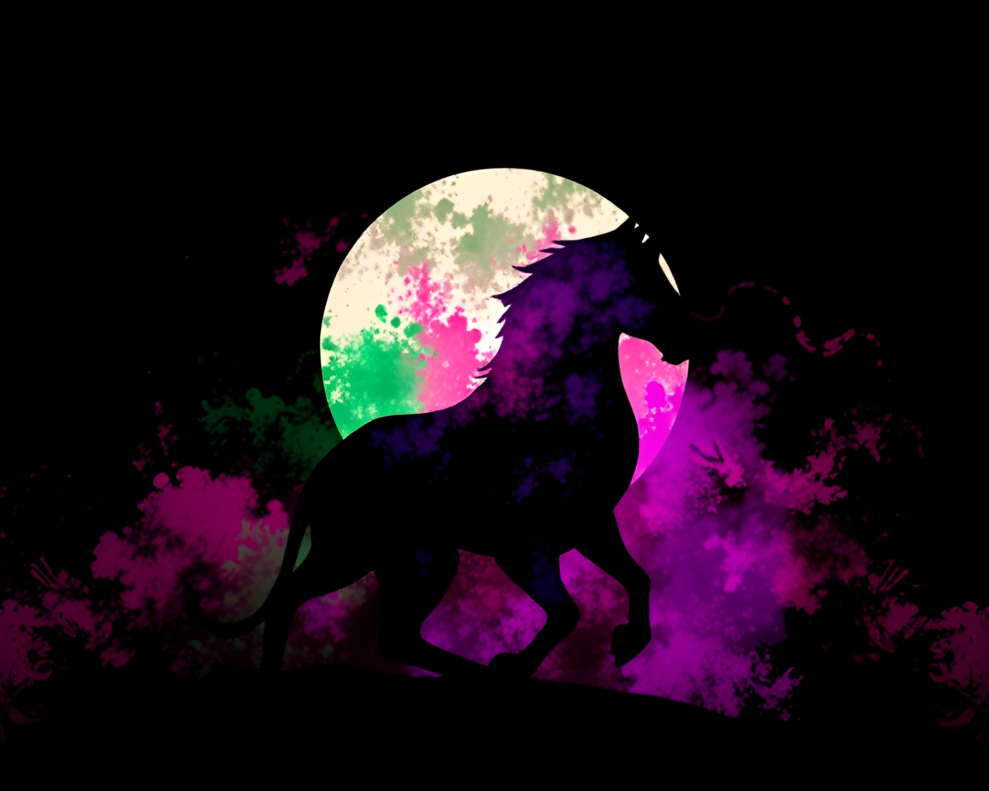 Chimera Silhouette Illustration in High Saturation Crosshatching – free AI stock image