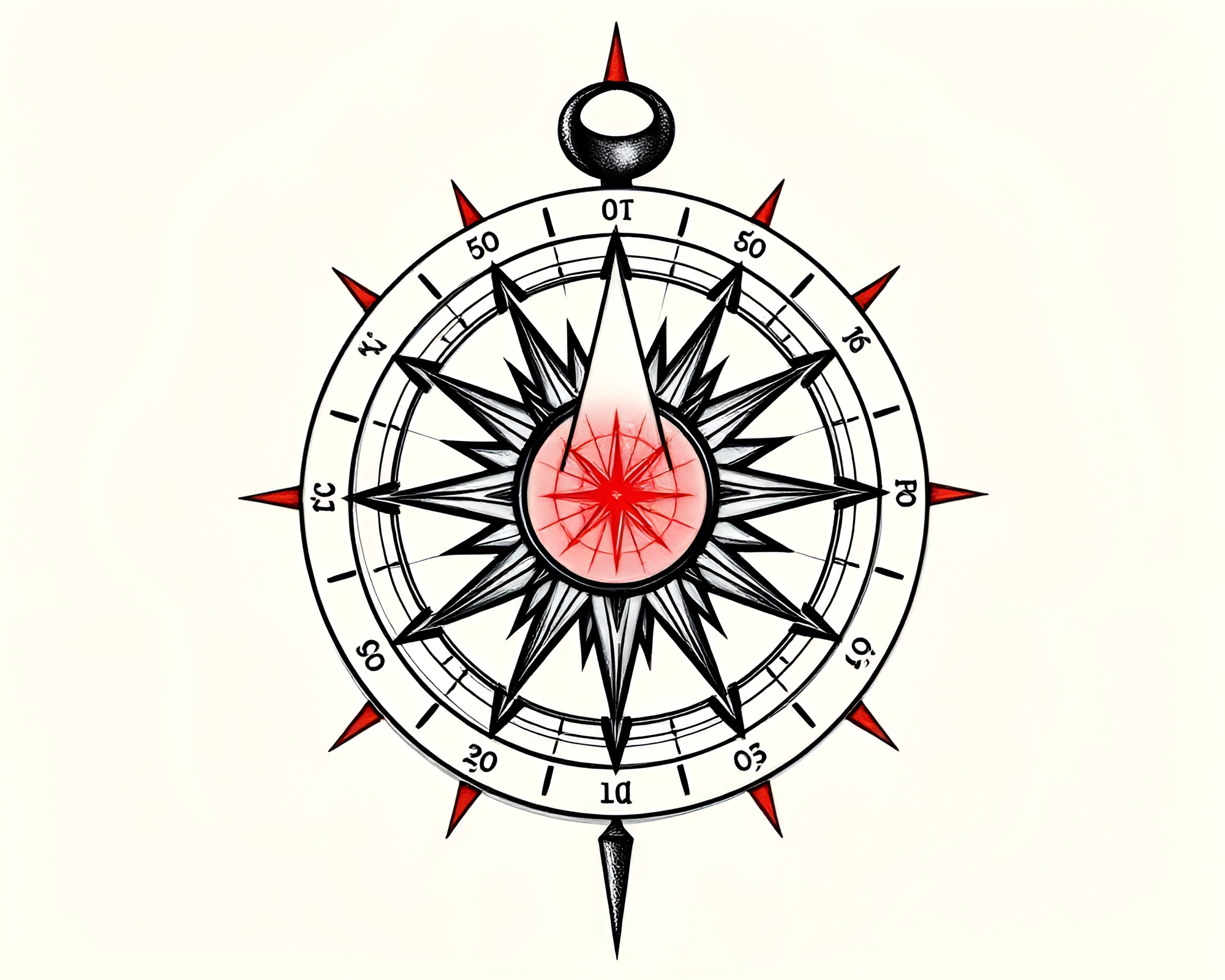 Gothic Pocket Sundial Tattoo Flash Art – free AI stock image