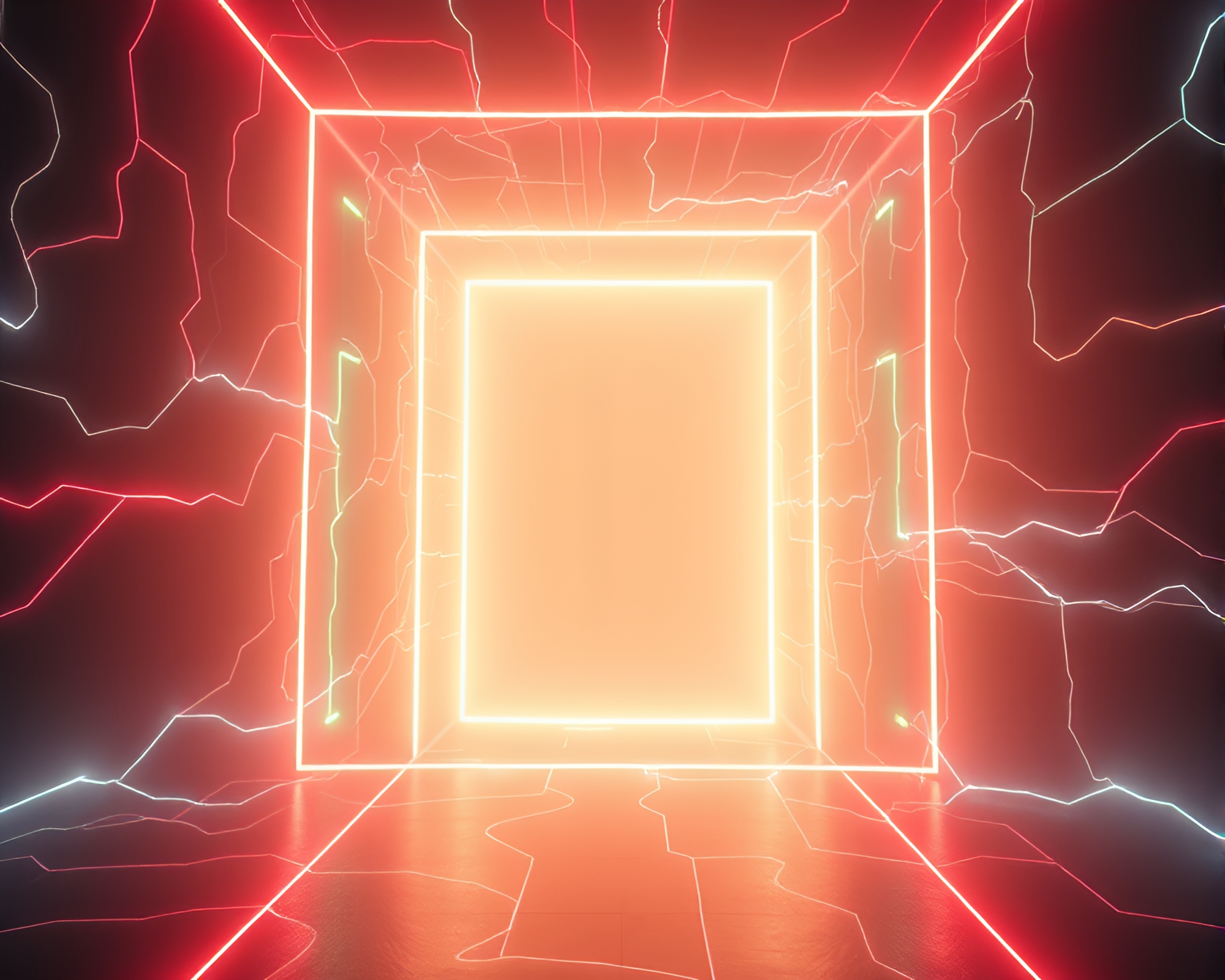 Neon Wireframe Multiverse Portal – free AI stock image