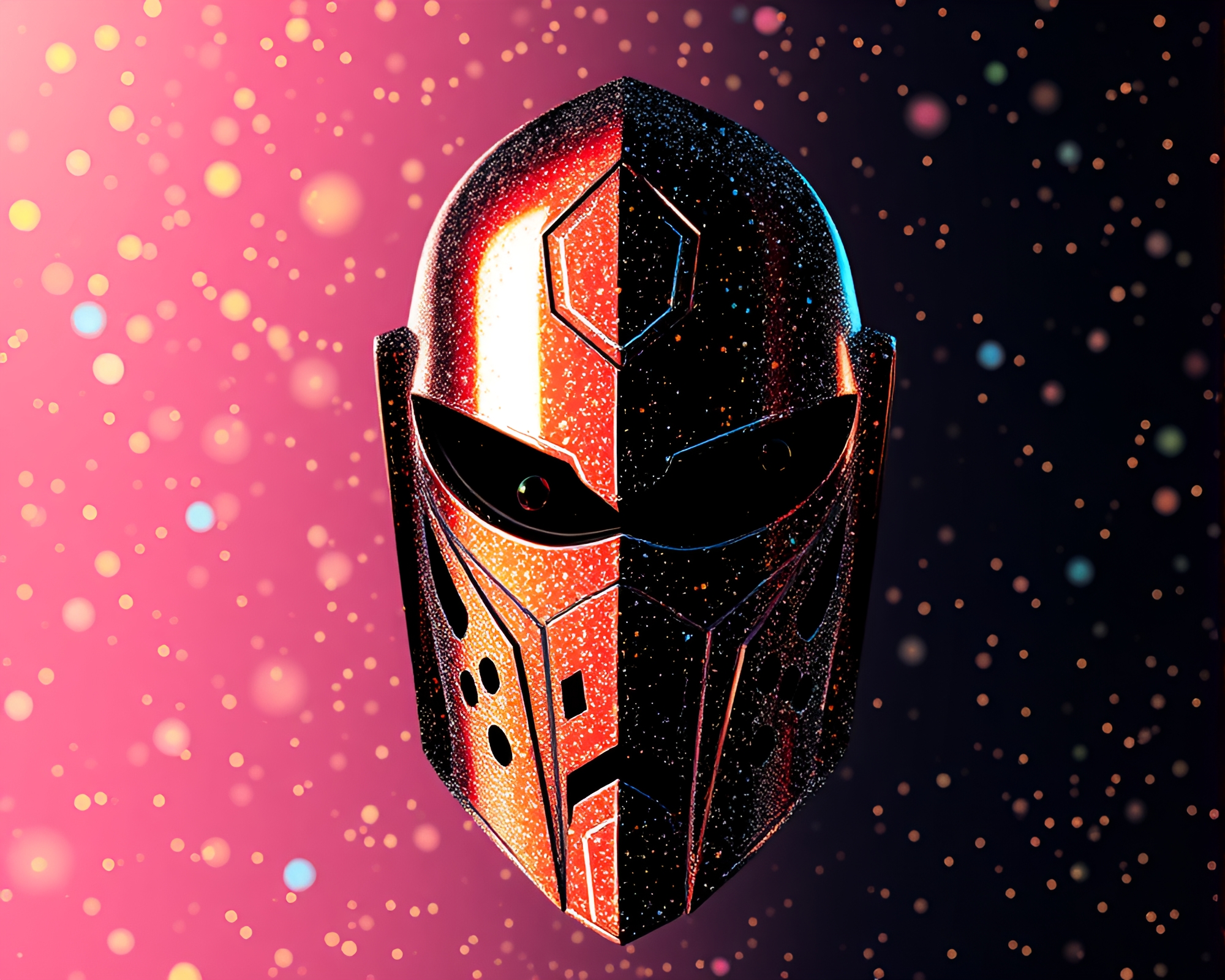 Double Reflection Armor Clash with Metallic Sparkle – free AI stock image