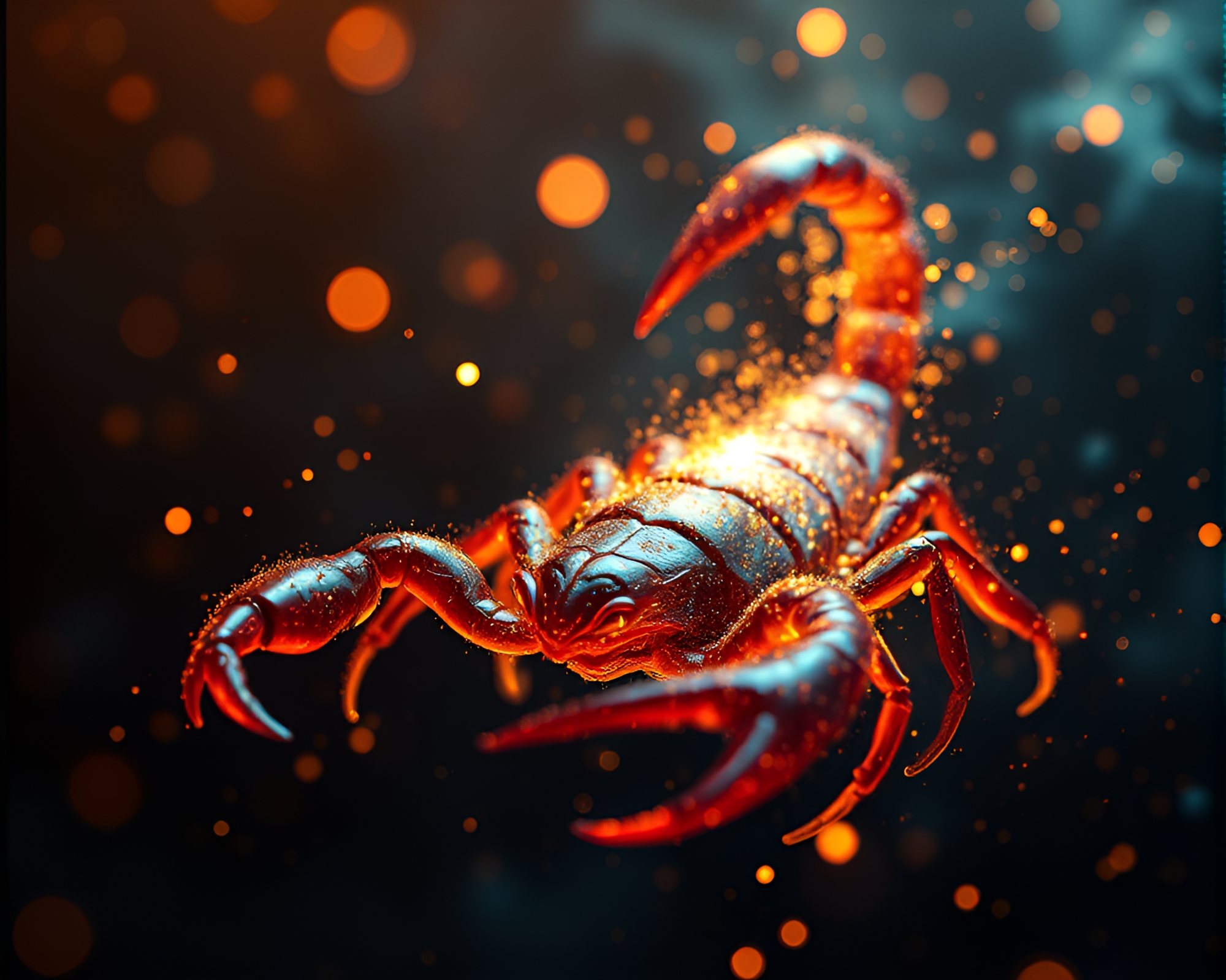 Scorpion Queen Amidst Floating Particles – free AI stock image