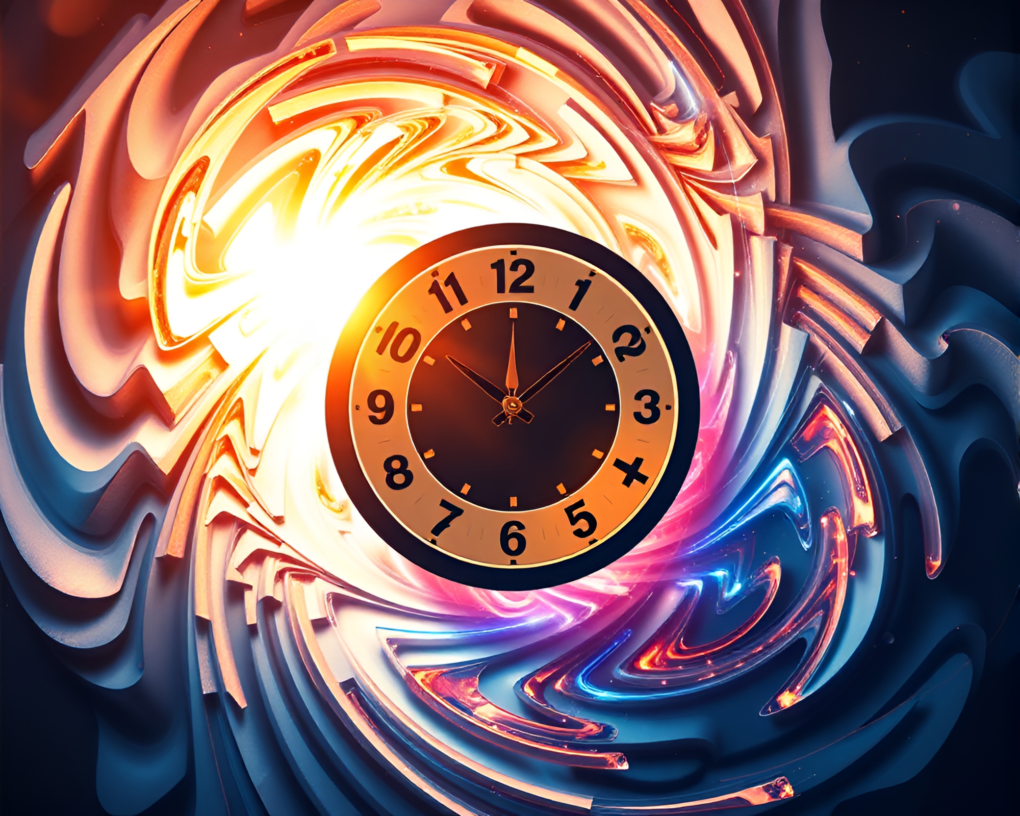 Swirling Vortex of Chrono Clock in Origami Style – free AI stock image
