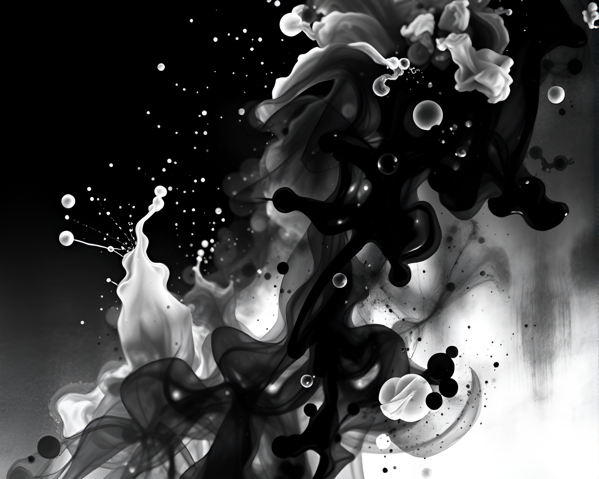 Ink Splash Digital Glitch in Monochrome Ultraviolet Light – free AI stock image