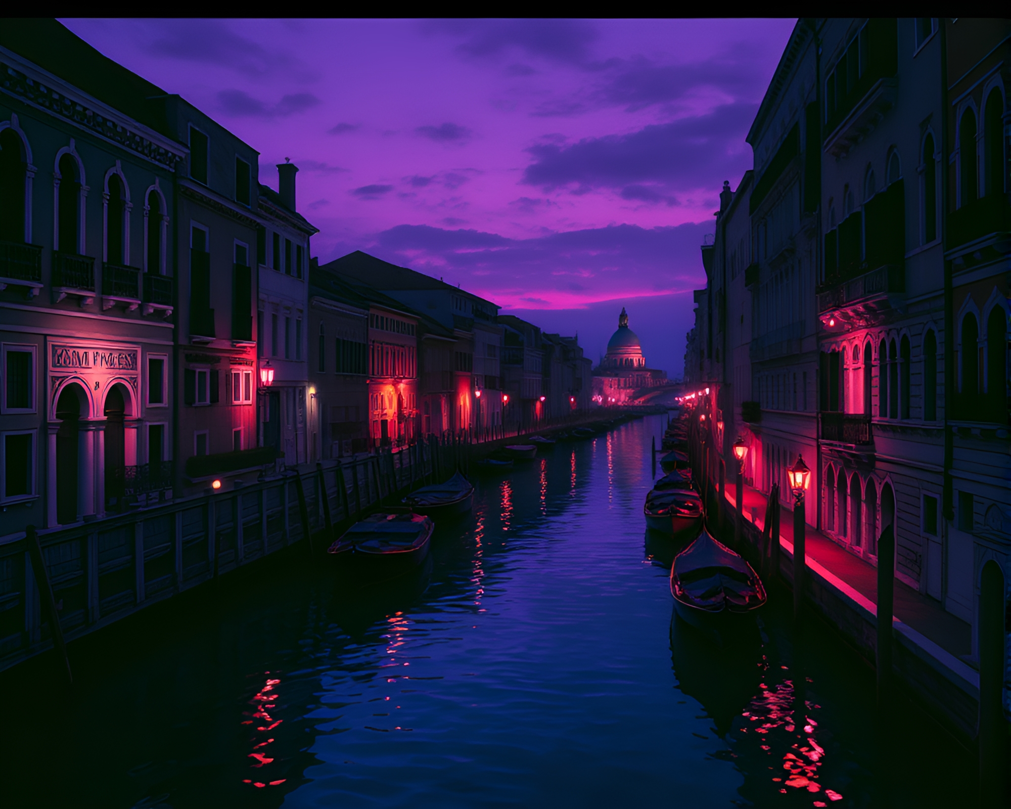 Venetian Canal at Twilight infused with Anime-style charm – free AI stock image