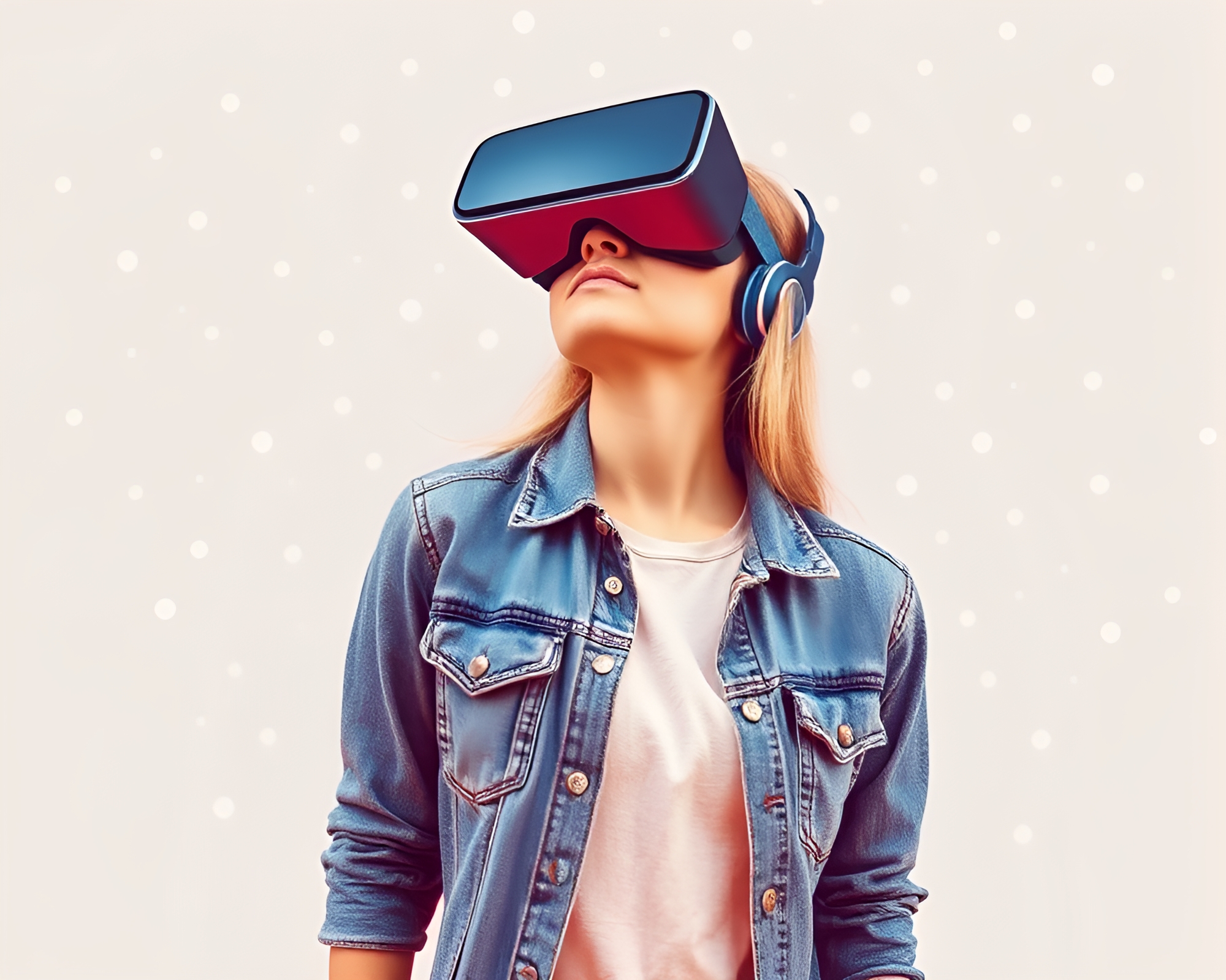Virtual Reality Denim Hub with Screenprint Dots – free AI stock image