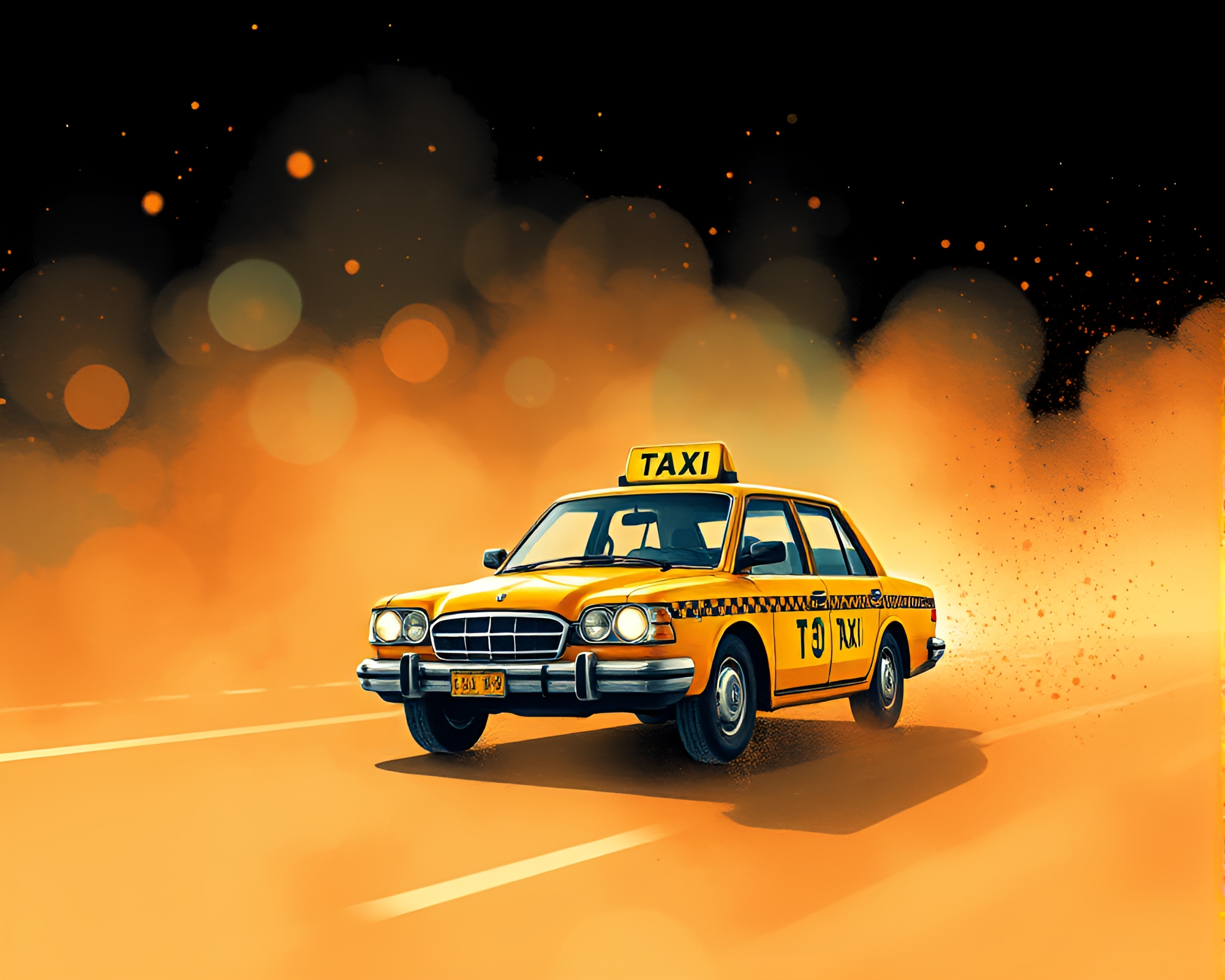 Retro Hover Taxi Through Dust Particles – free AI stock image