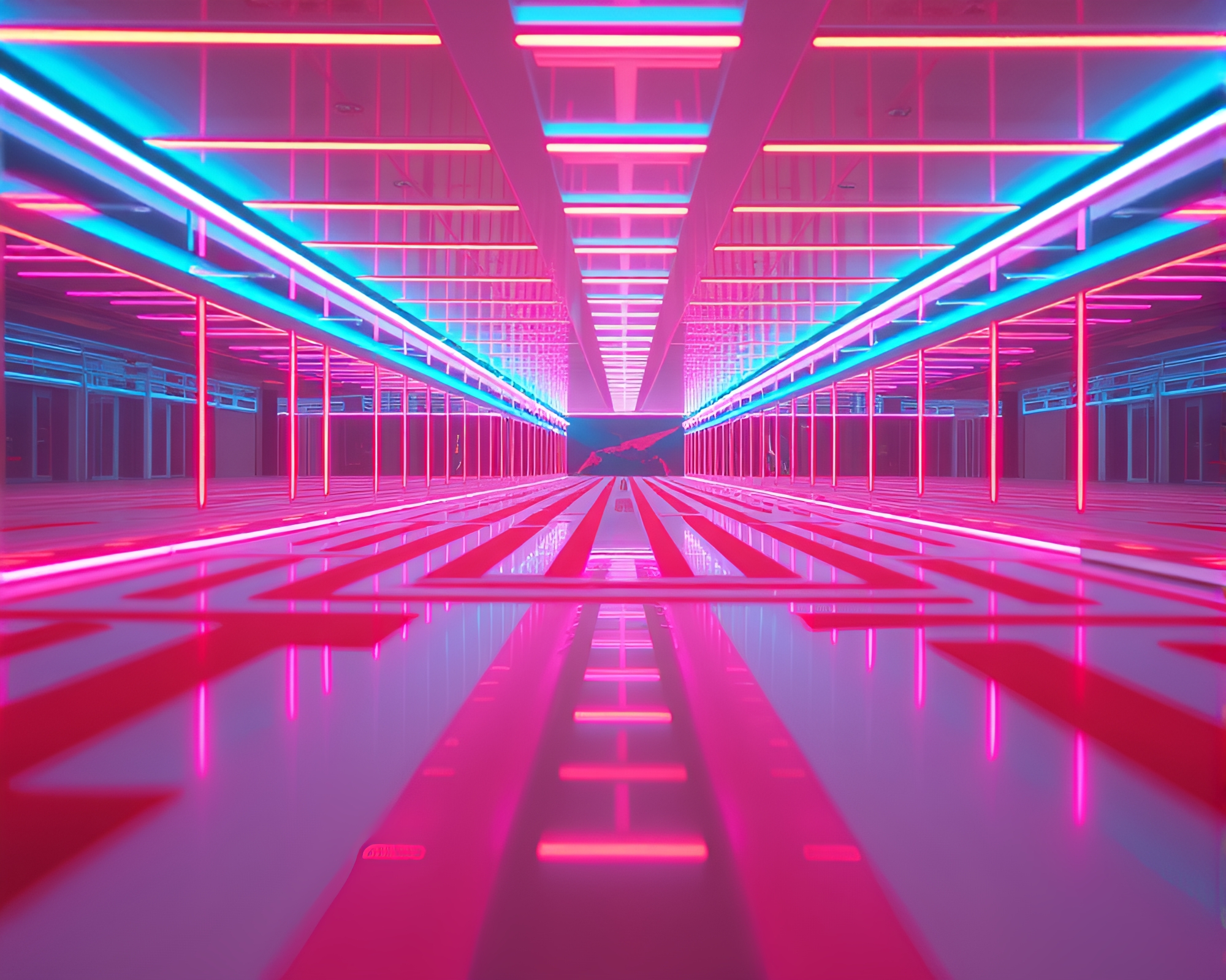 Enchanting Mirror Maze in Pastel Neon Glow – free AI stock image