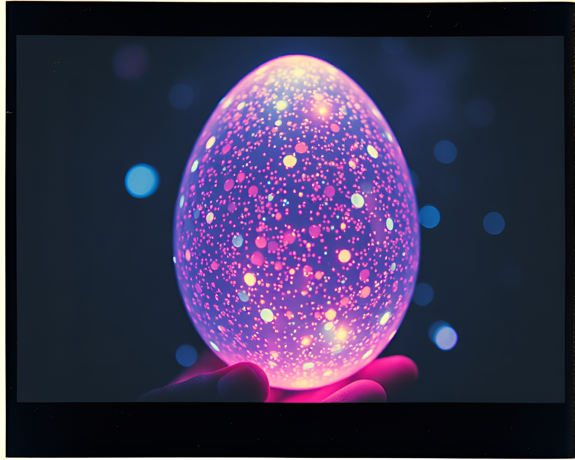 Dragon Egg Hologram Specks Noir Polaroid – free AI stock image