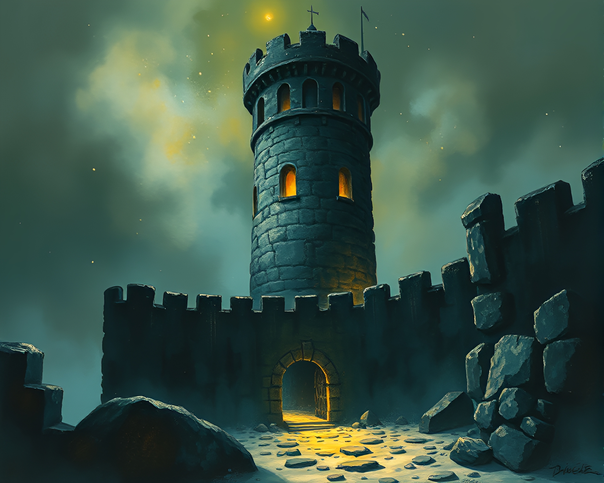 Tower of Dust: Gouache Dungeon Torchligh – free AI stock image