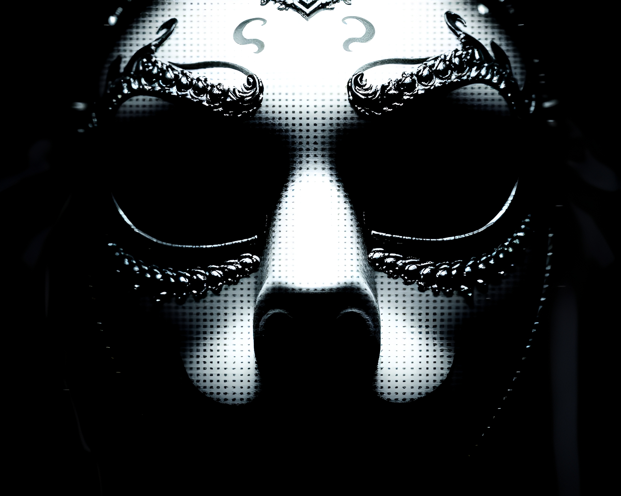 Halftone Grid Venetian Mask in Chiaroscuro Light – free AI stock image