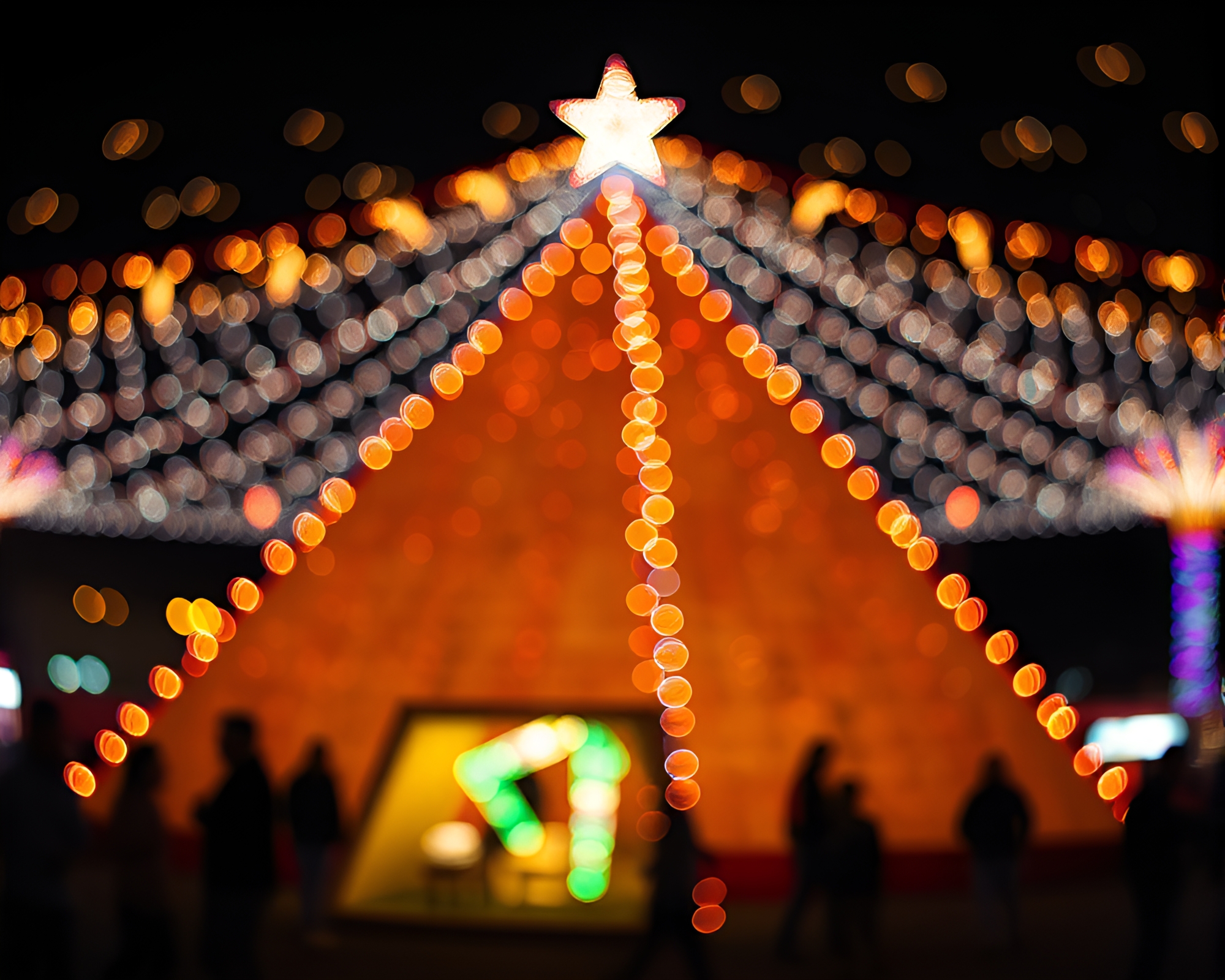 Ethereal Pyramid Carnival: Double Exposure Bokeh Fantasy – free AI stock image
