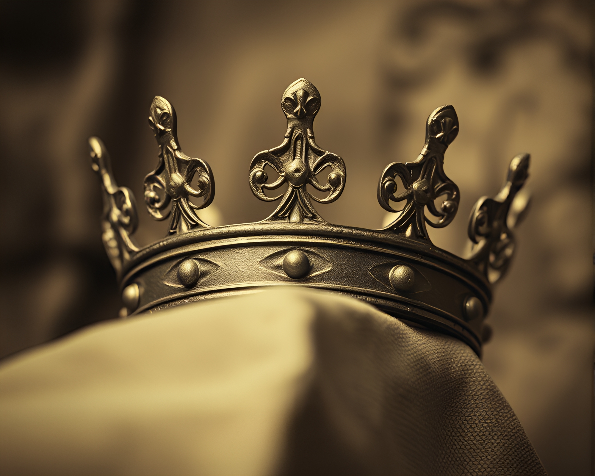 Regal Crown with Sepia Tones in Selective Focus – free AI stock image