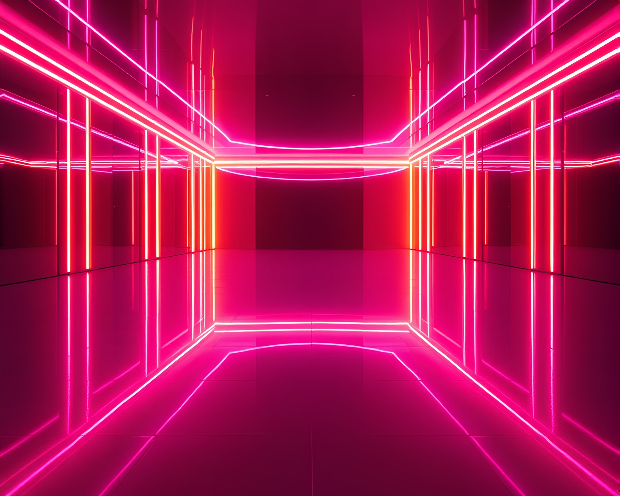 Neon Plateau Reflection: LED Light Mirage – free AI stock image