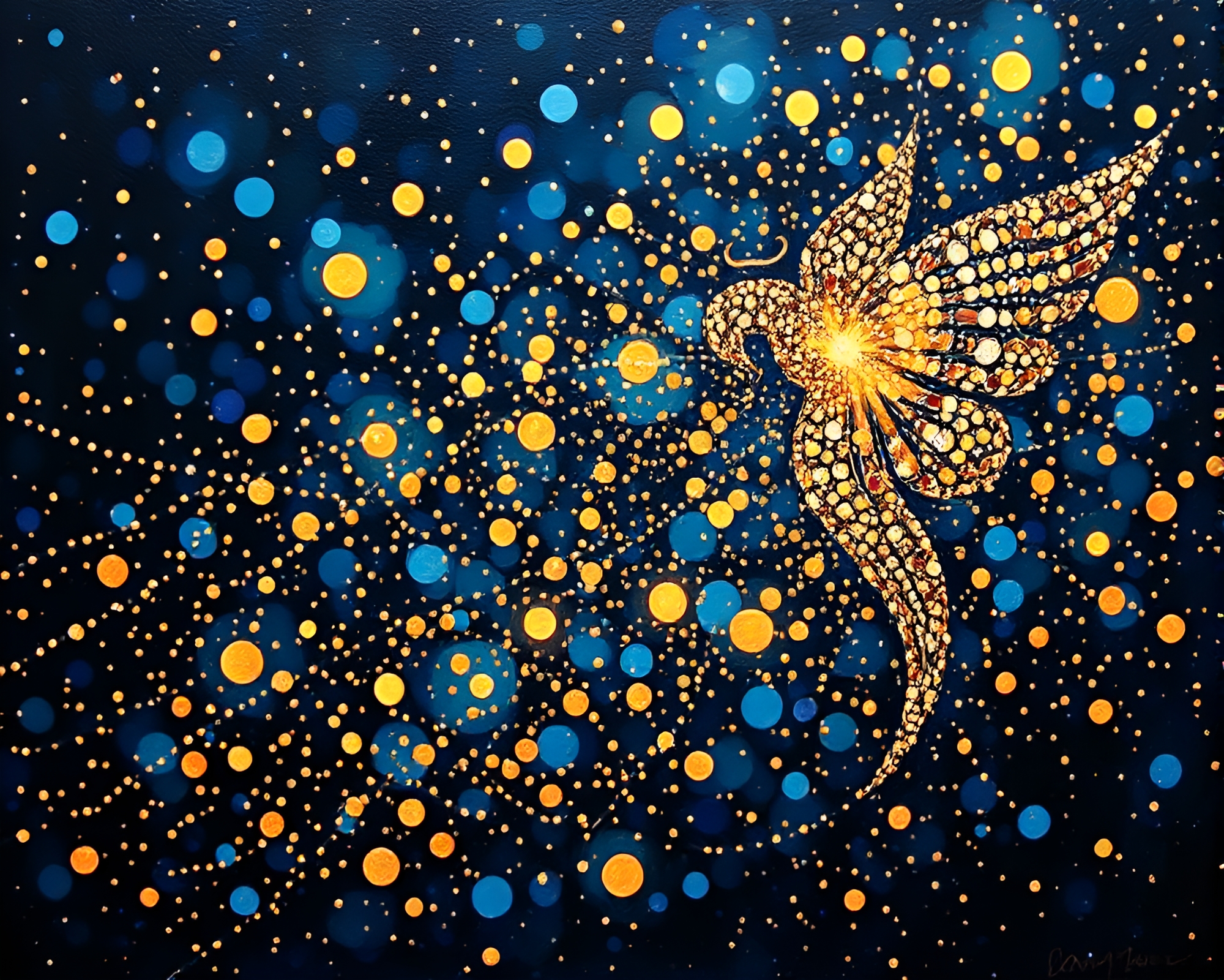Nymph Bathed in Metallic Flakes: Impressionist Serenity – free AI stock image