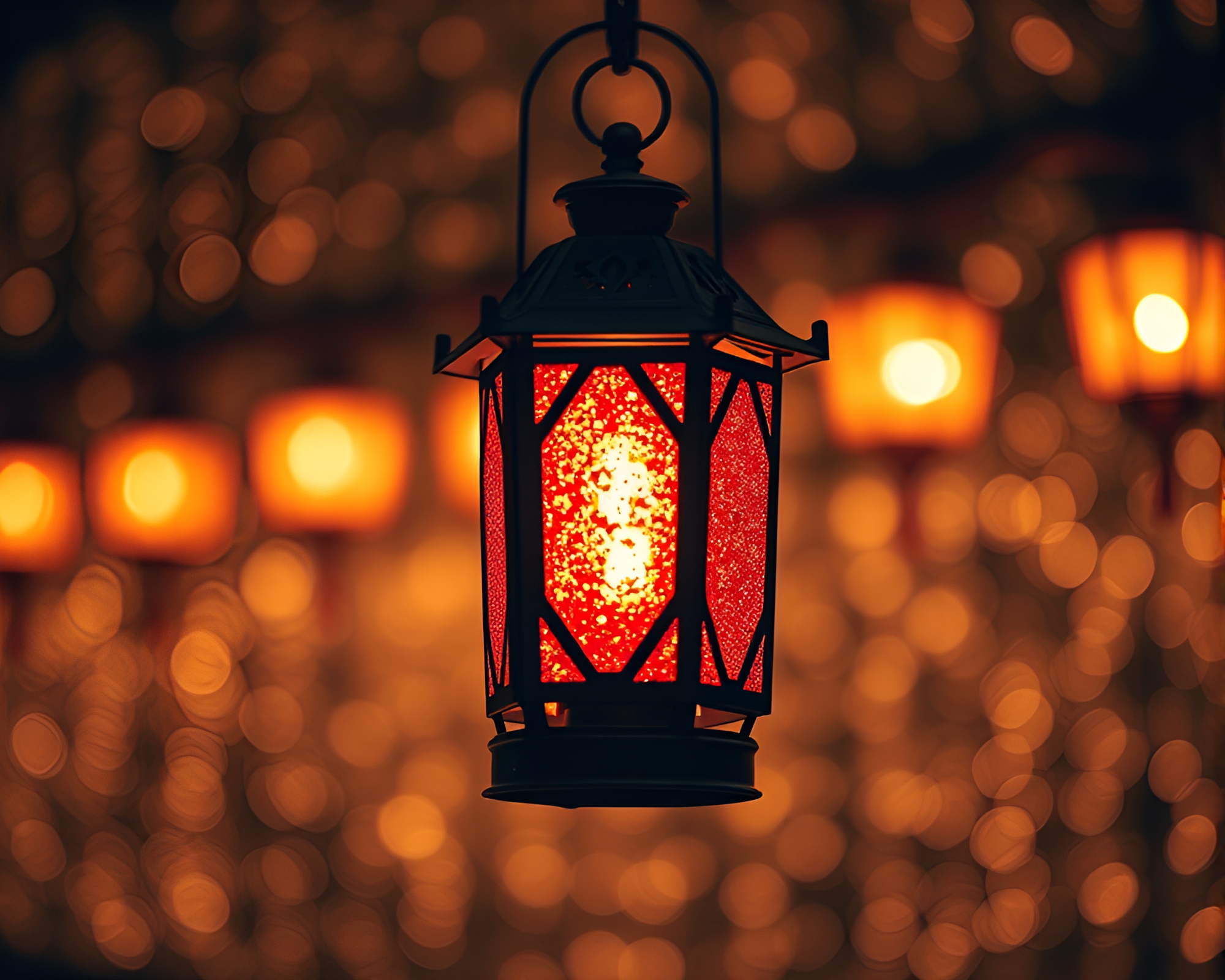 Ethereal Oil Lantern Pan Blur Mosaic – free AI stock image