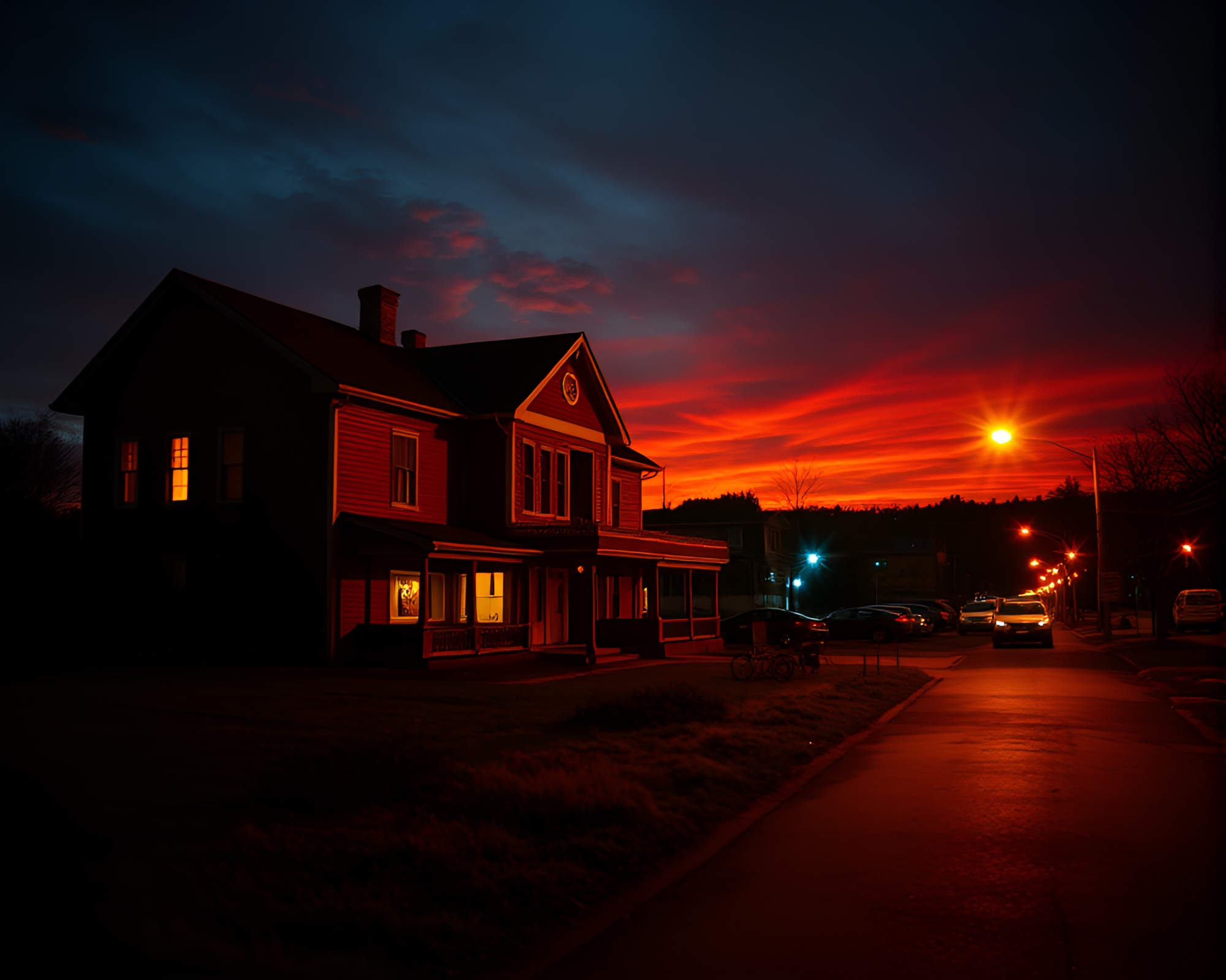 Silhouette of Golem at Sunset in Film Noir Style – free AI stock image