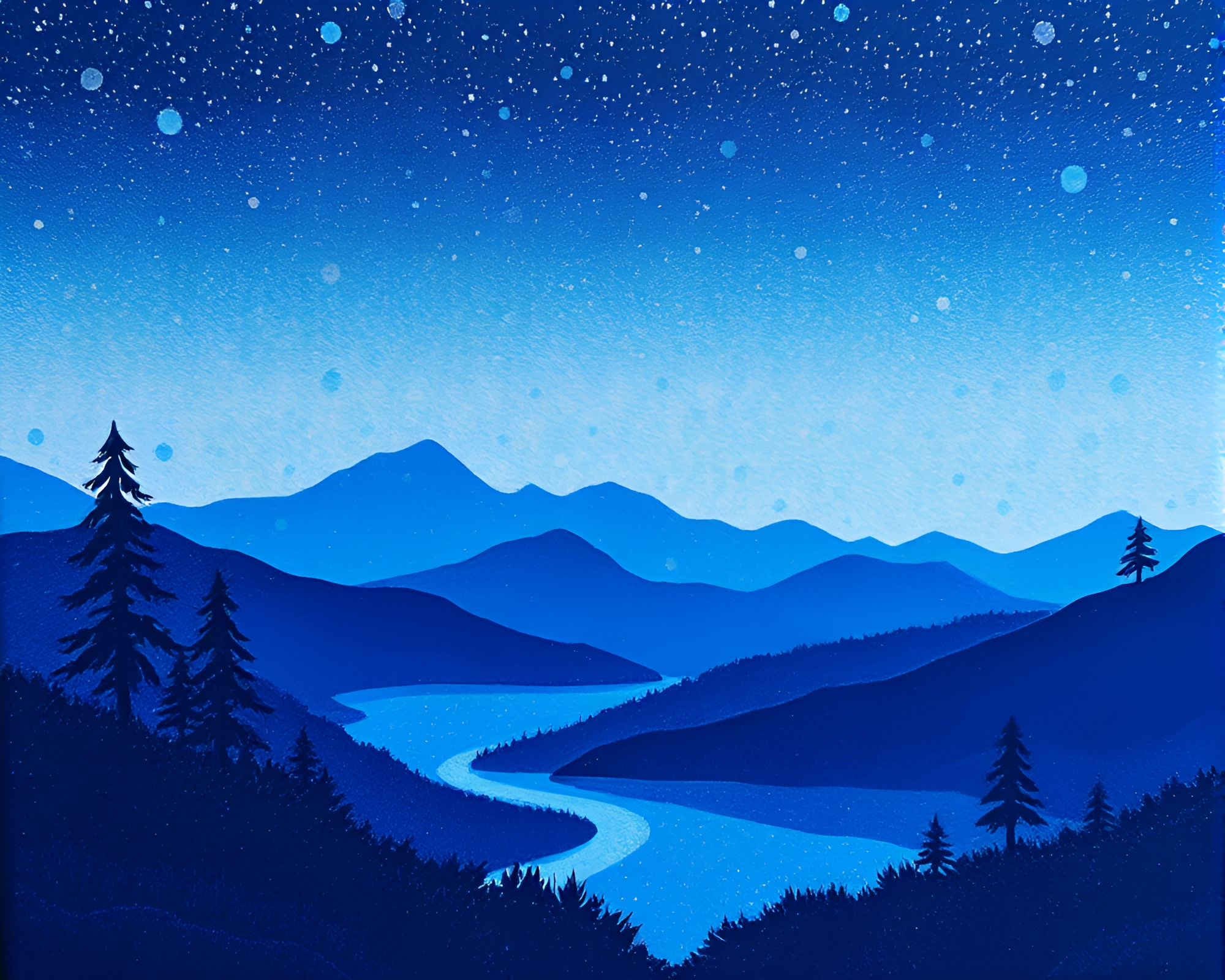 Ethereal Satyr Hologram in Cobalt Blue Landscape – free AI stock image