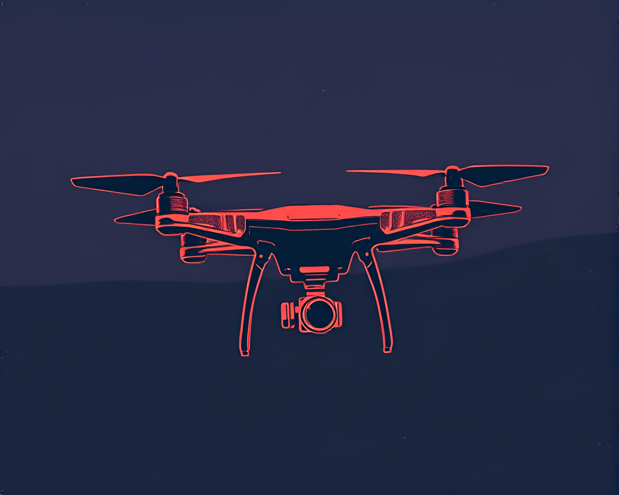 Infrared Drone Captured in Woodcut Print Style – free AI stock image
