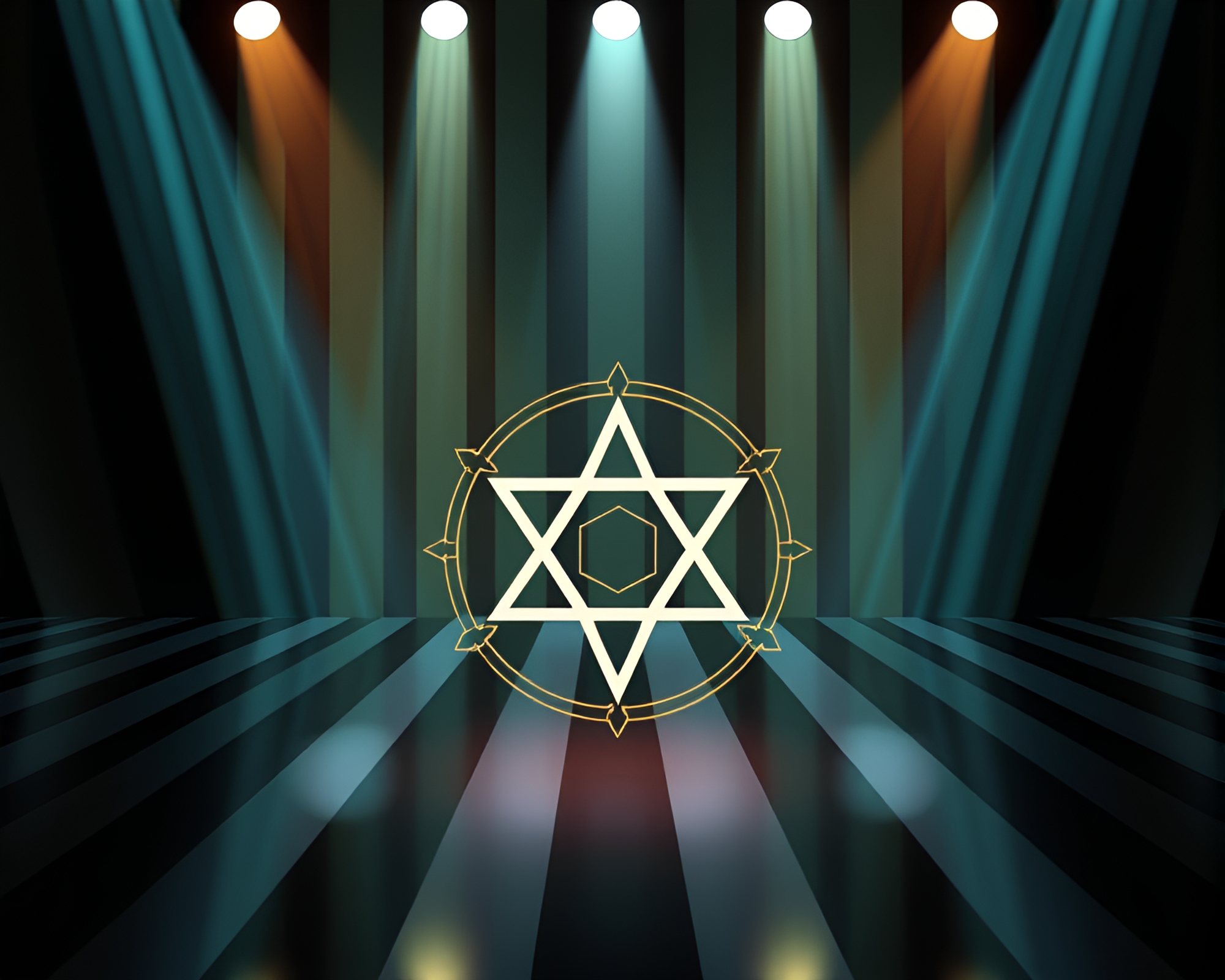 Alchemical Symbols Illuminated by Holographic Spotlight – free AI stock image