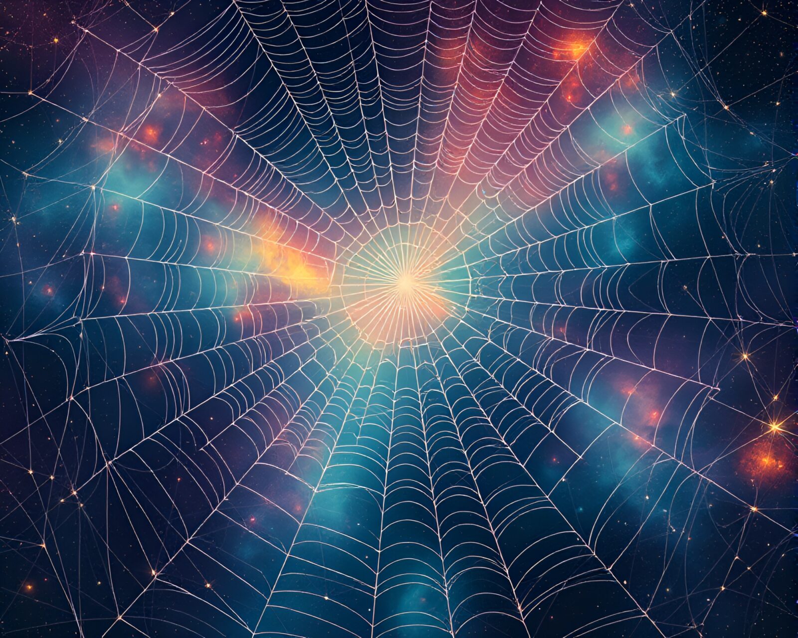 Illustration of a magical circle surrounded by cosmic cobweb strands