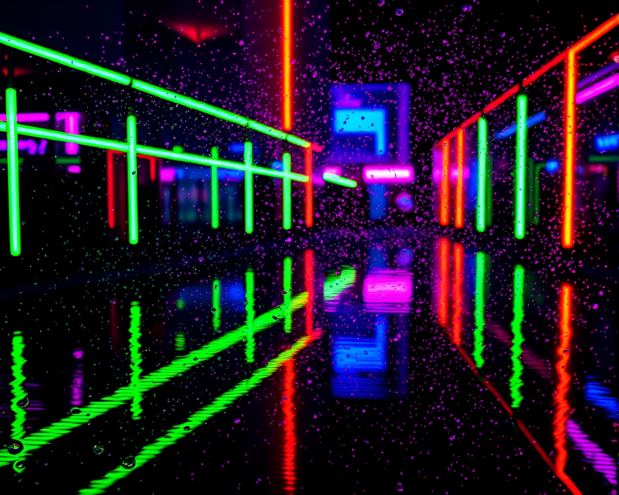 Glowing Golem: Neon Reflections in Ultraviolet Shine – free AI stock image