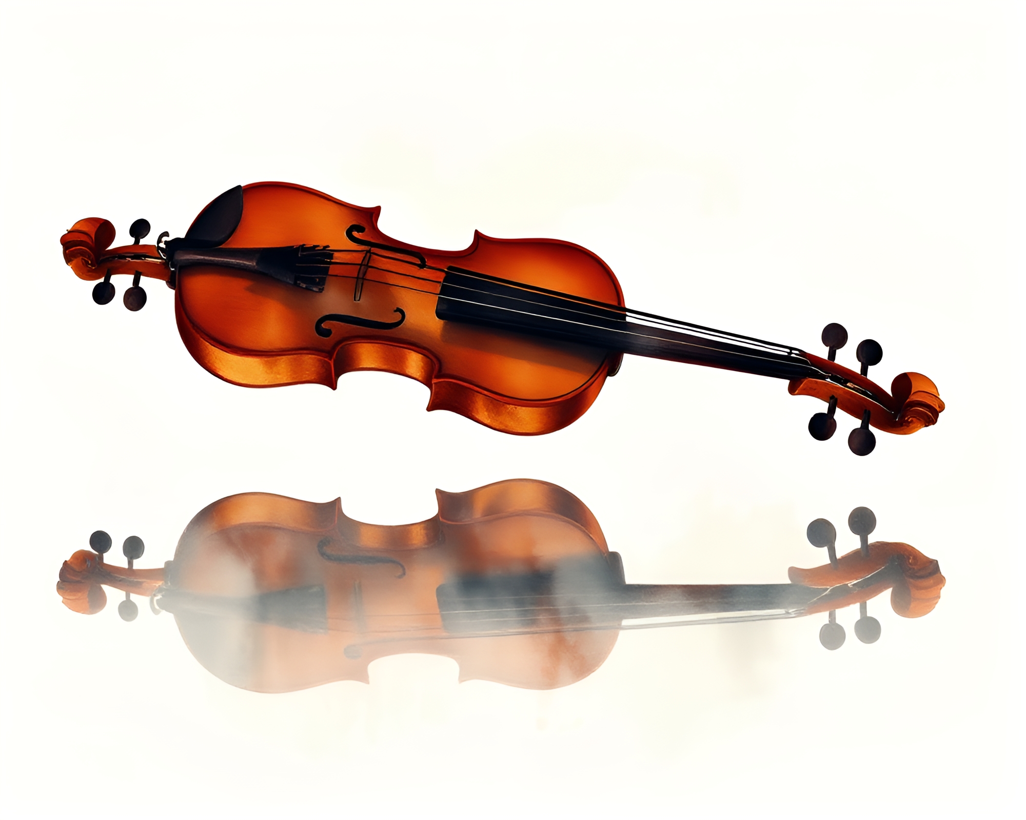 Wooden Violin Reflection Silhouette Retro Scanlines Watercolor Painting – free AI stock image