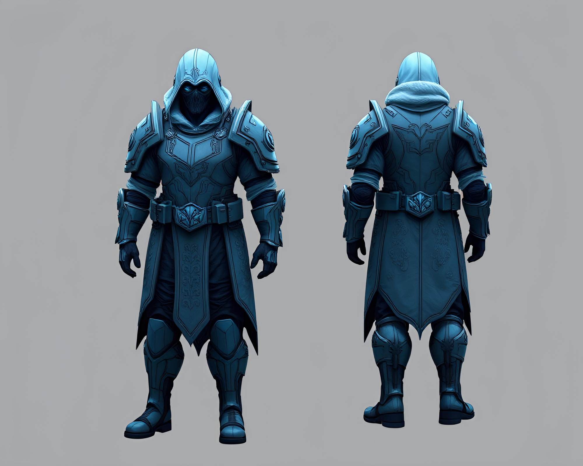 Twilight Armored Knight in Blueprint Style – free AI stock image