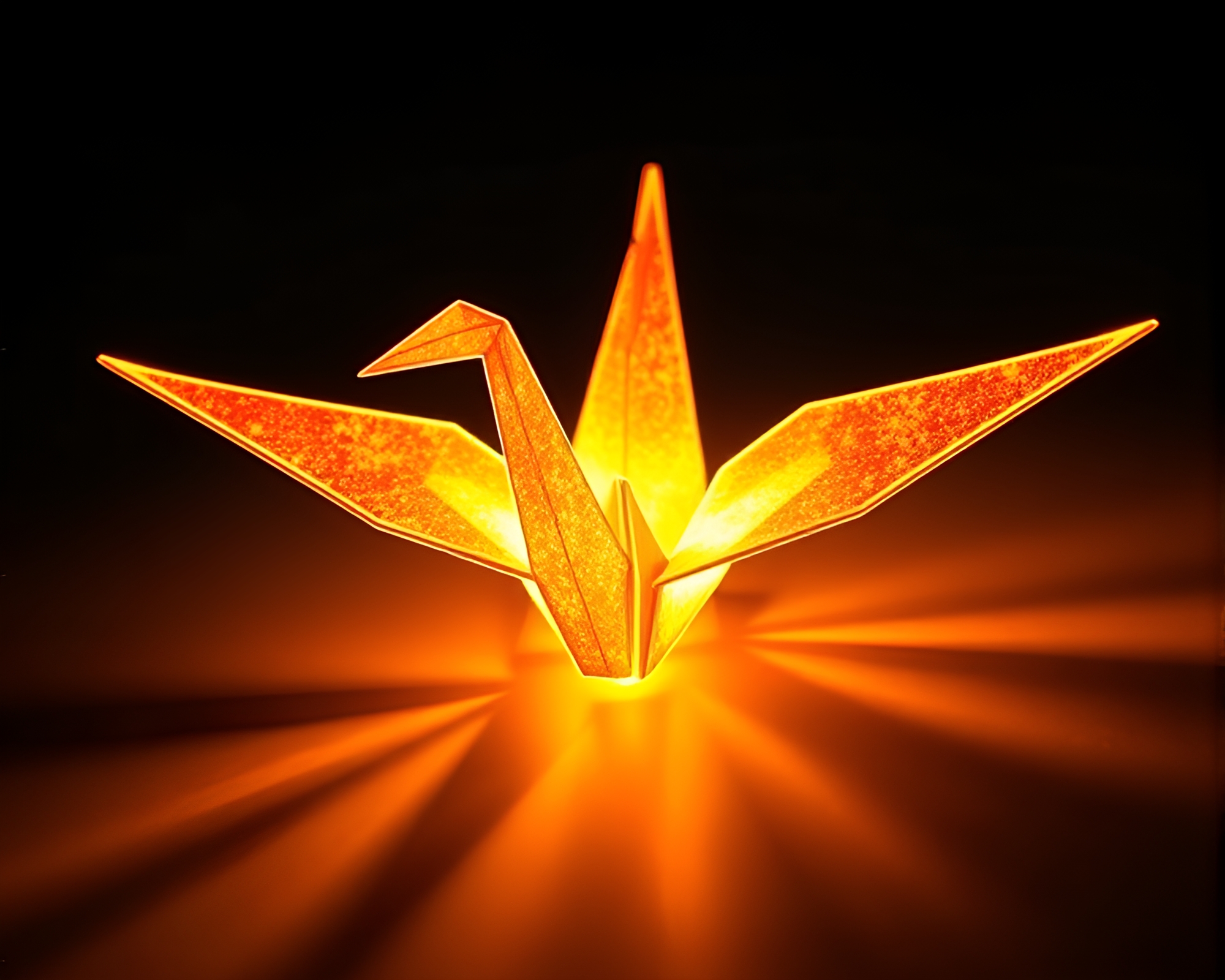 Ethereal Origami Crane in Solar Flare Glow – free AI stock image