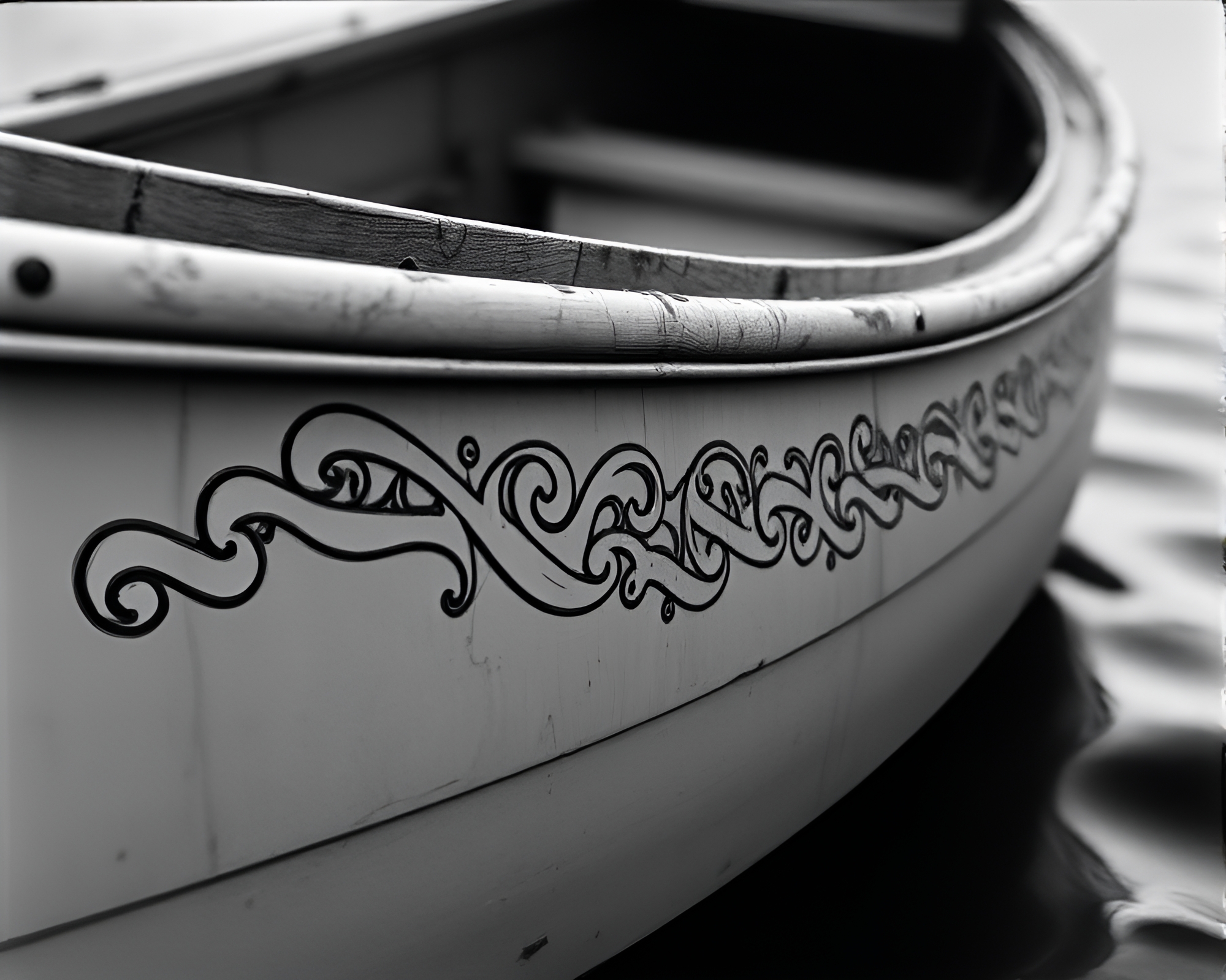 Grisaille Hydrofoil Boat Engraved Details Composition – free AI stock image