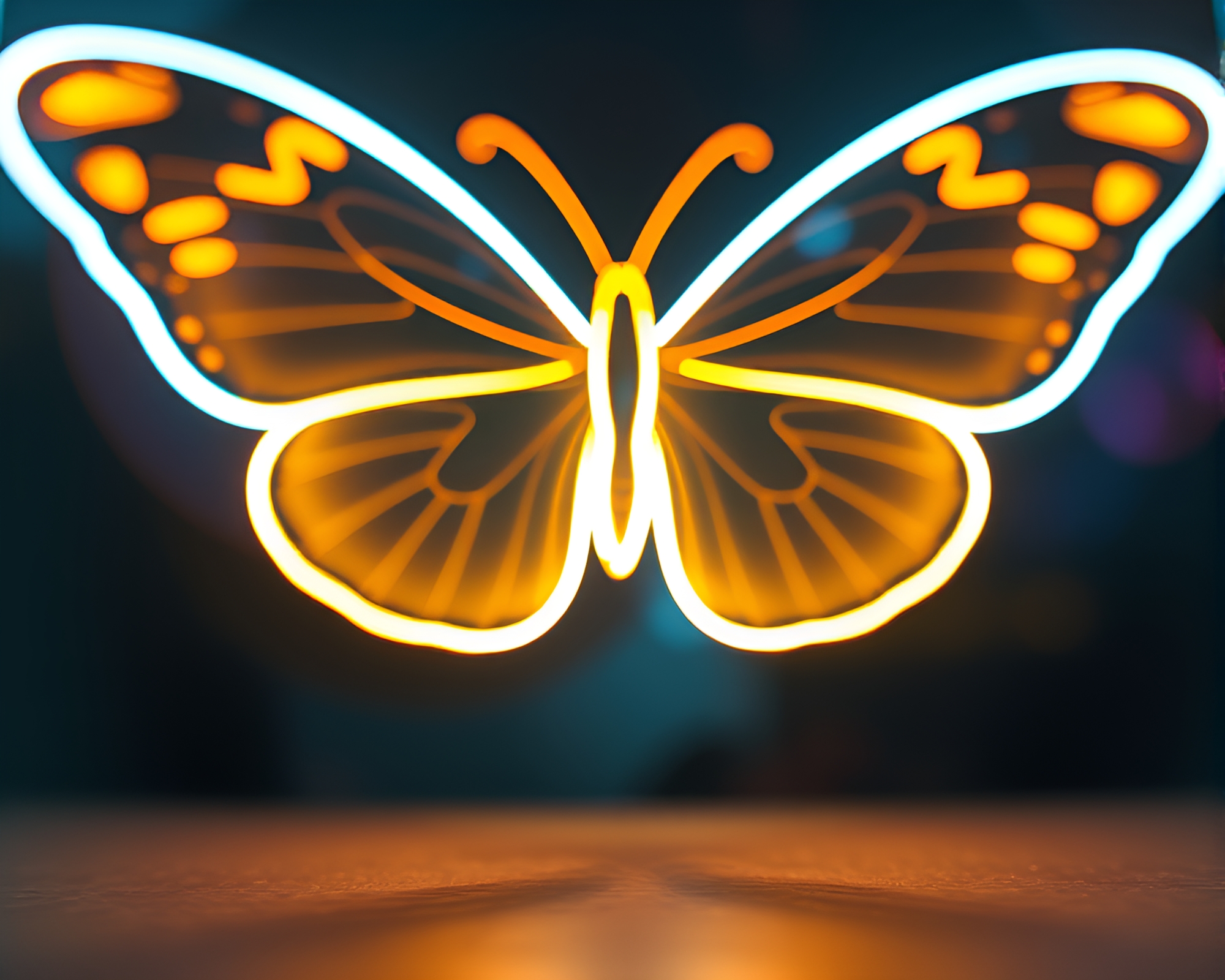 Vibrant Neon Butterfly Wings in Long Exposure Glow – free AI stock image