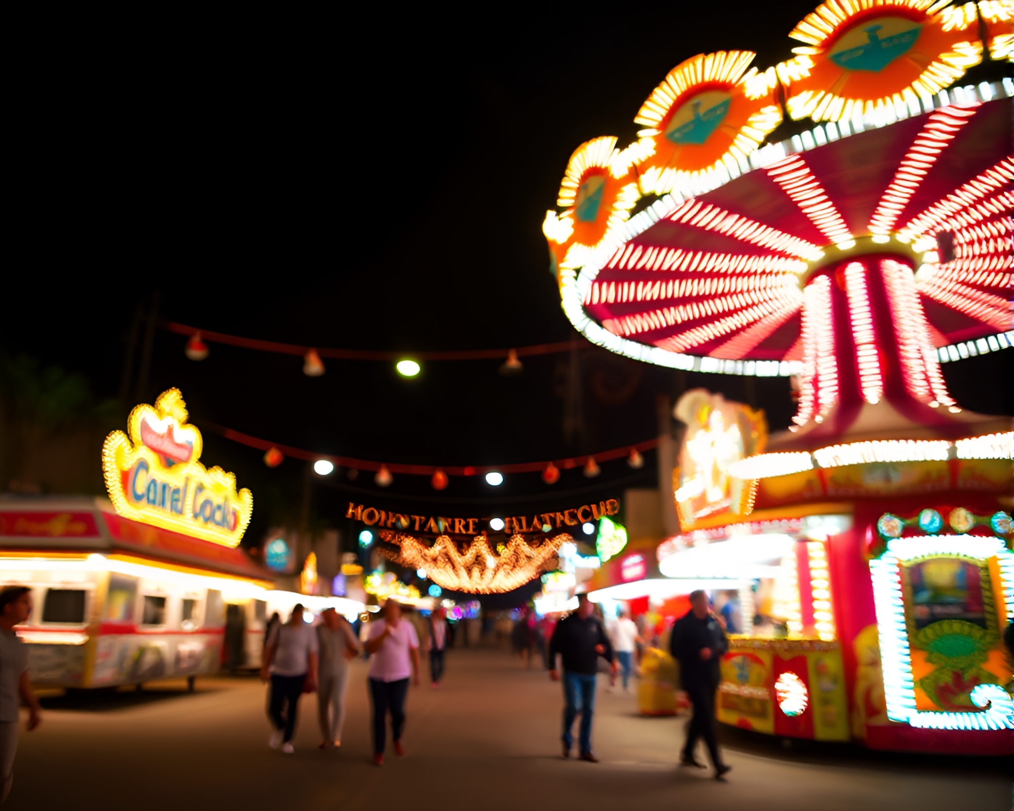 Stagecoach Graffiti Under Carnival Lights – free AI stock image