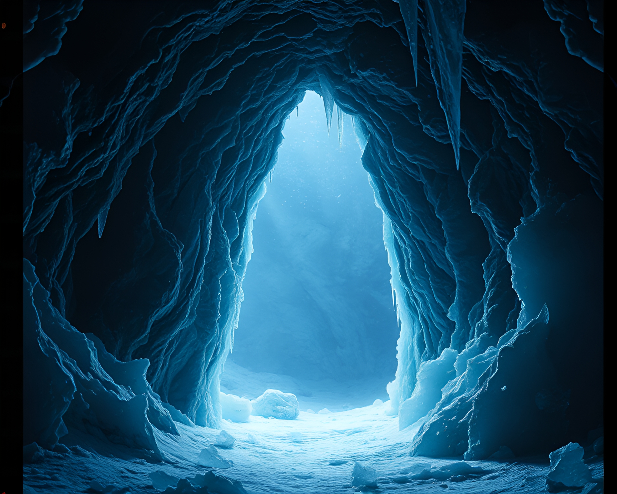 Ethereal Ice Crystals Dimensional Rift Cave – free AI stock image