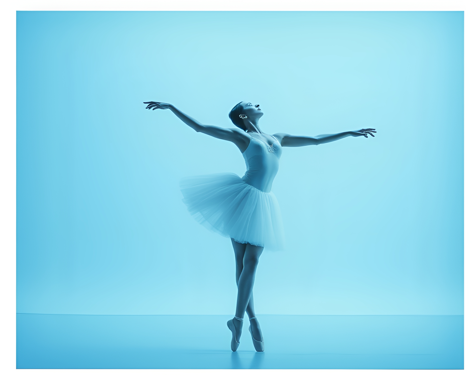 Ethereal Arctic Ballet Dancer in Off-Center Polaroid Frame – free AI stock image