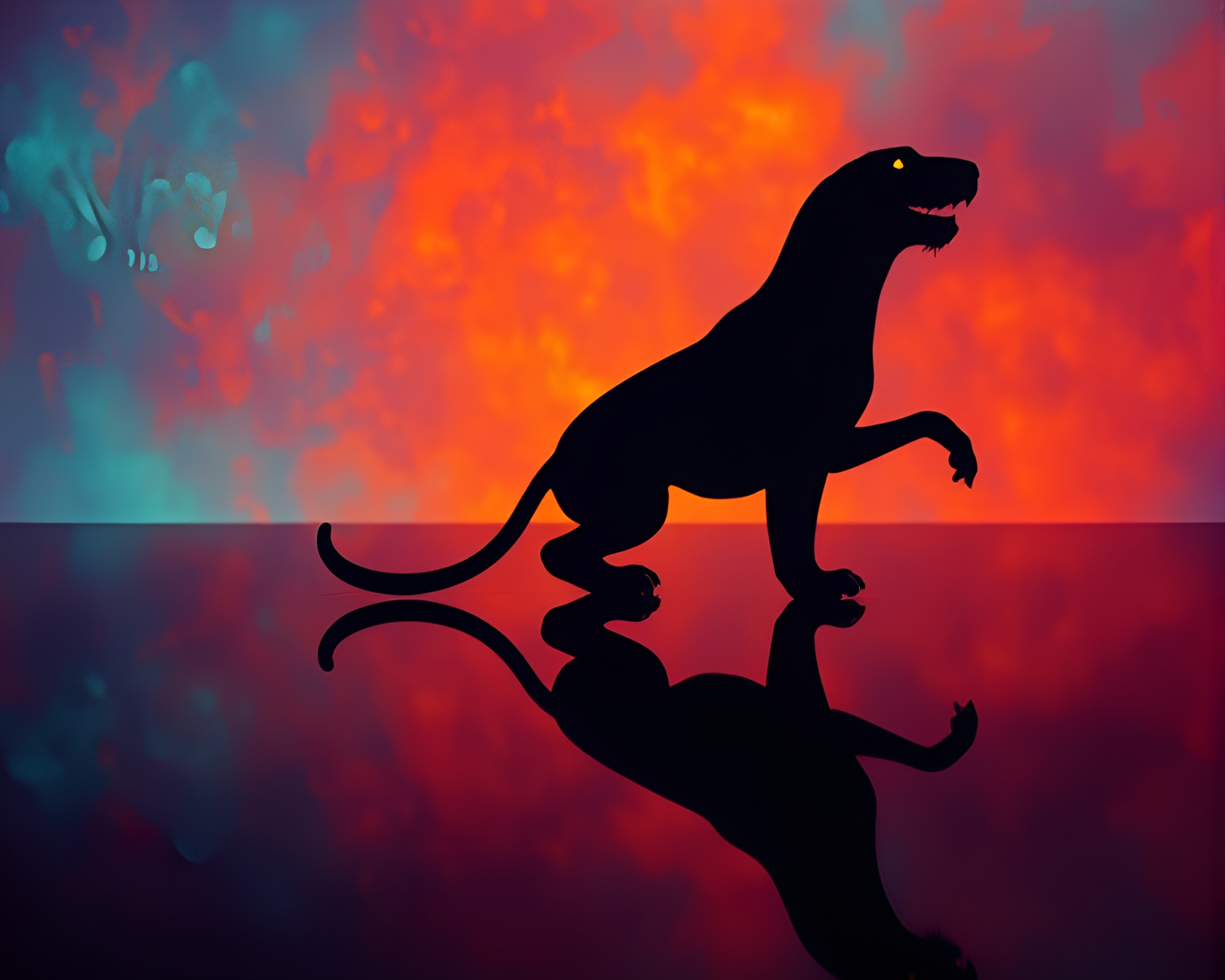 Cerberus Reflection Silhouette in Thermal Imaging – free AI stock image
