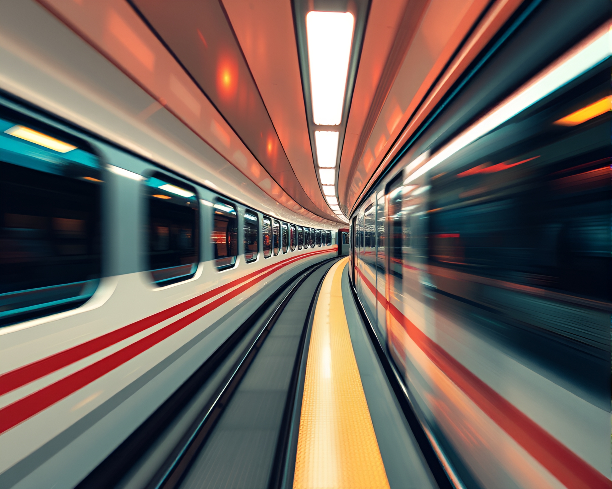 Futuristic Monorail in Vector Art Lens Distortion – free AI stock image