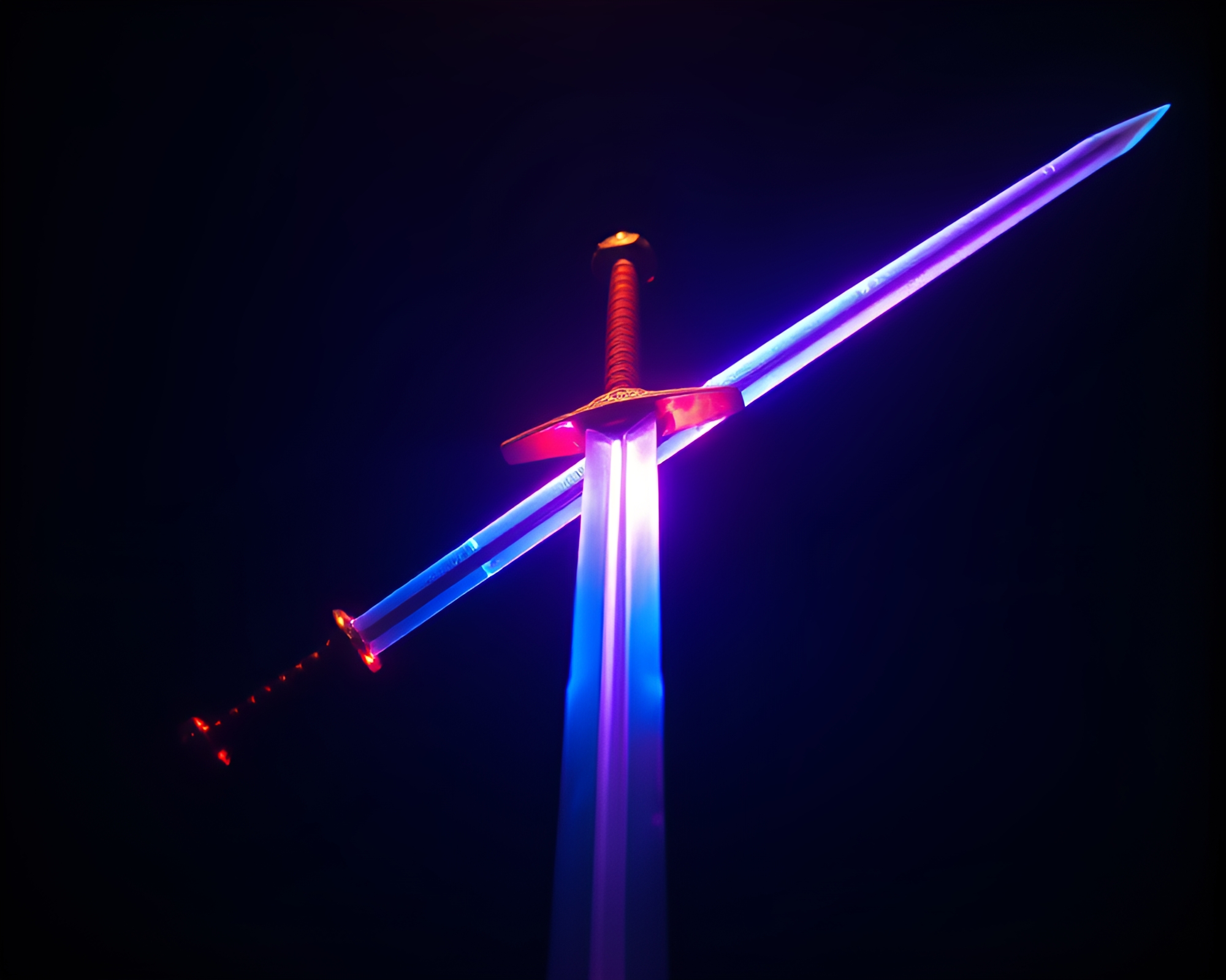 Holographic Sword in Tenebristic Setting – free AI stock image