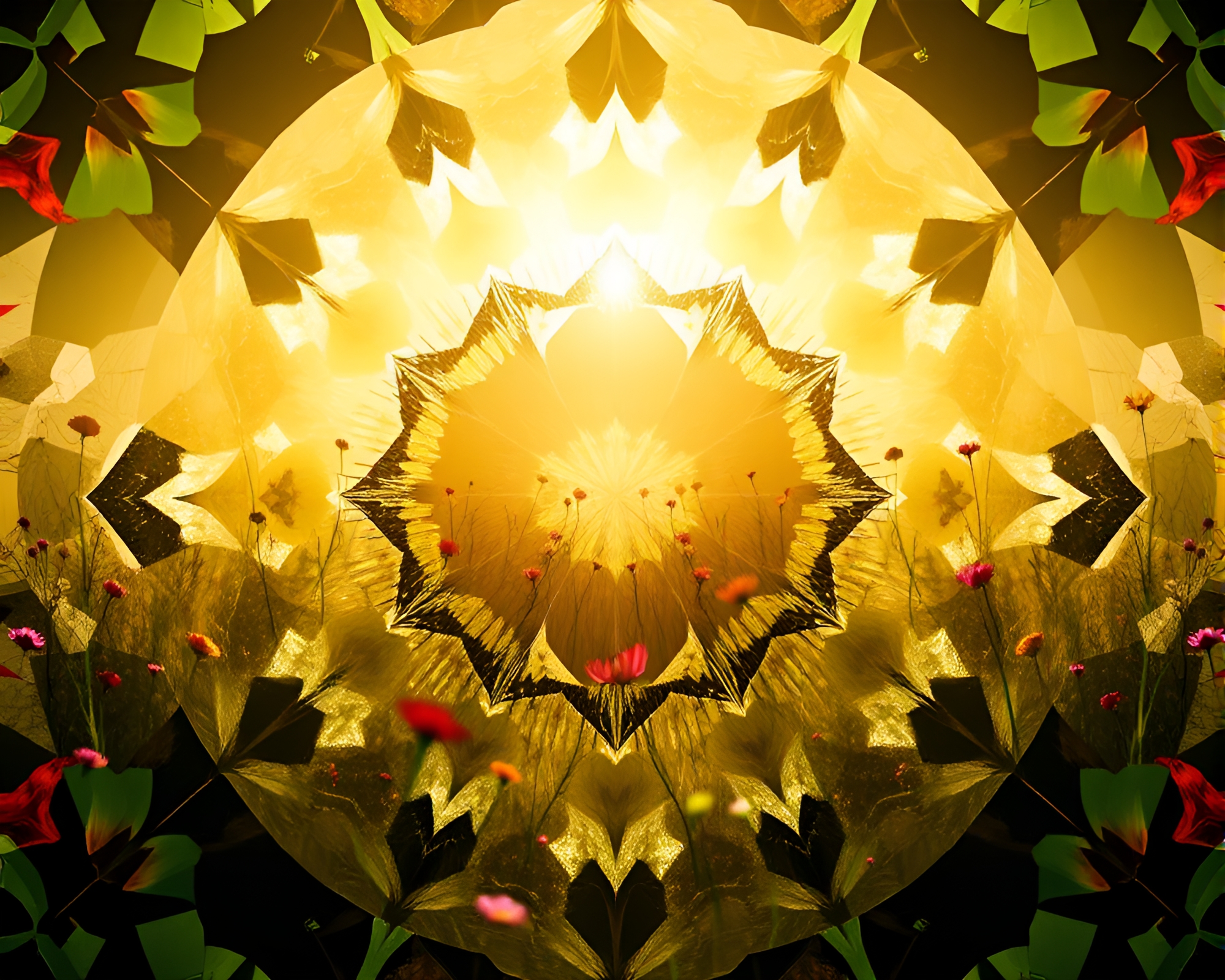 Kaleidoscope Meadow: Ethereal Silhouette in Skeuomorphic Design – free AI stock image