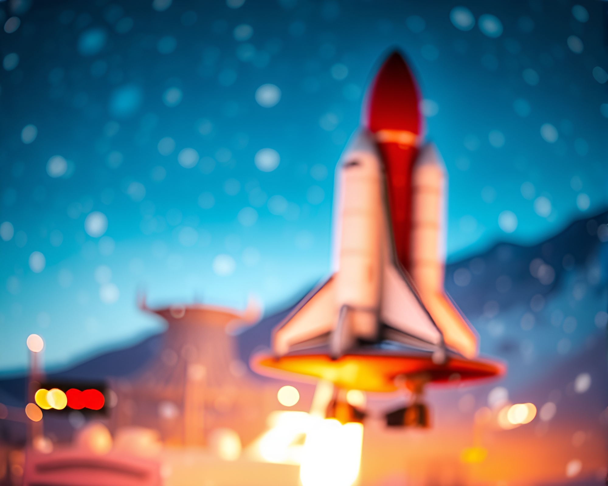 Snow-kissed Space Shuttle Illuminated by Bokeh Lights – free AI stock image