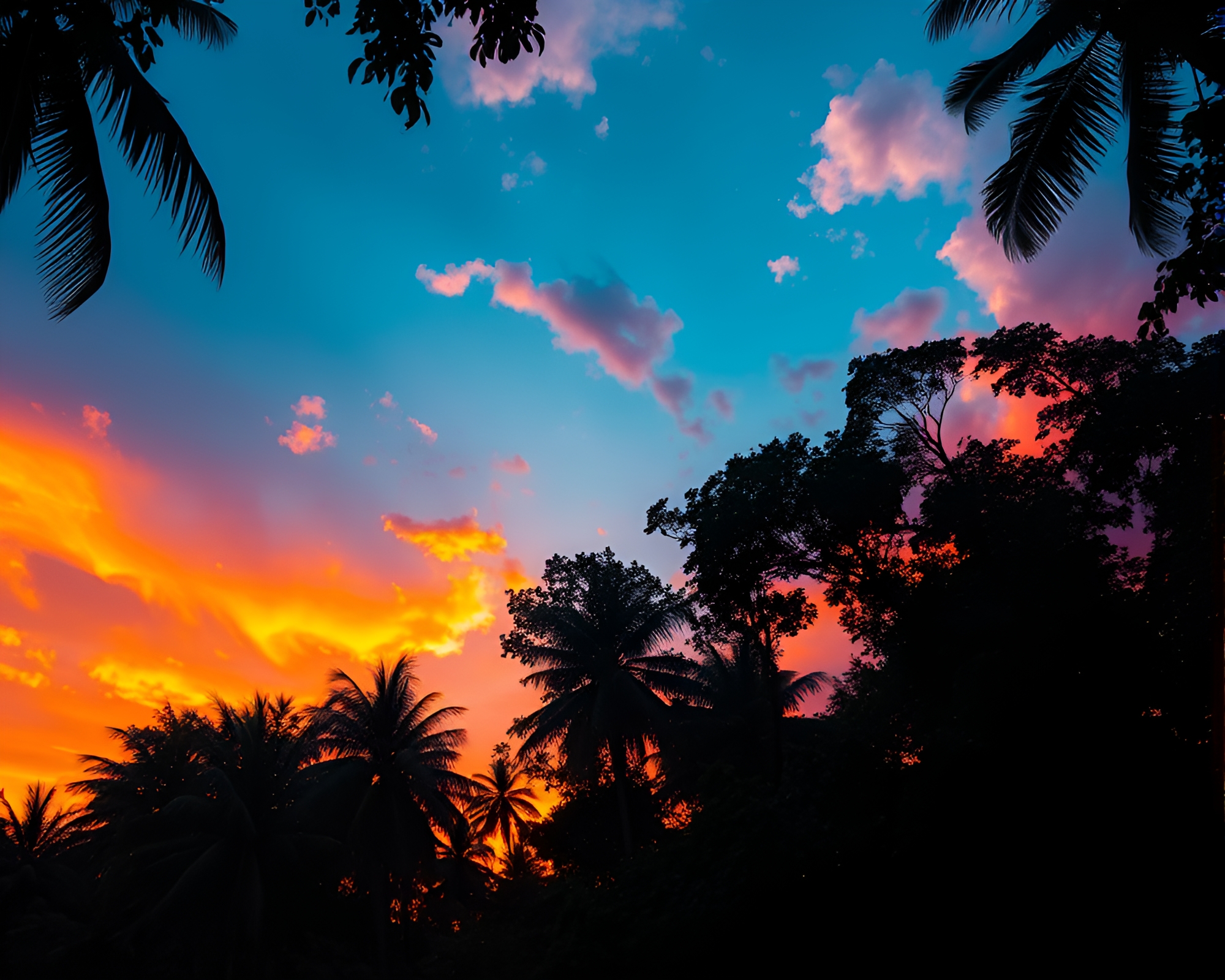 Enchanting Sunset Canopy Illuminated Through X-Ray Lens – free AI stock image
