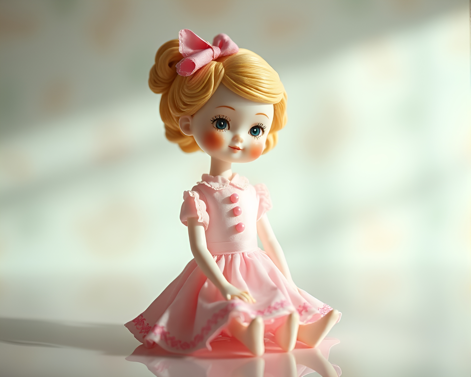 Enigmatic Porcelain Doll Reflection in Still Animation – free AI stock image
